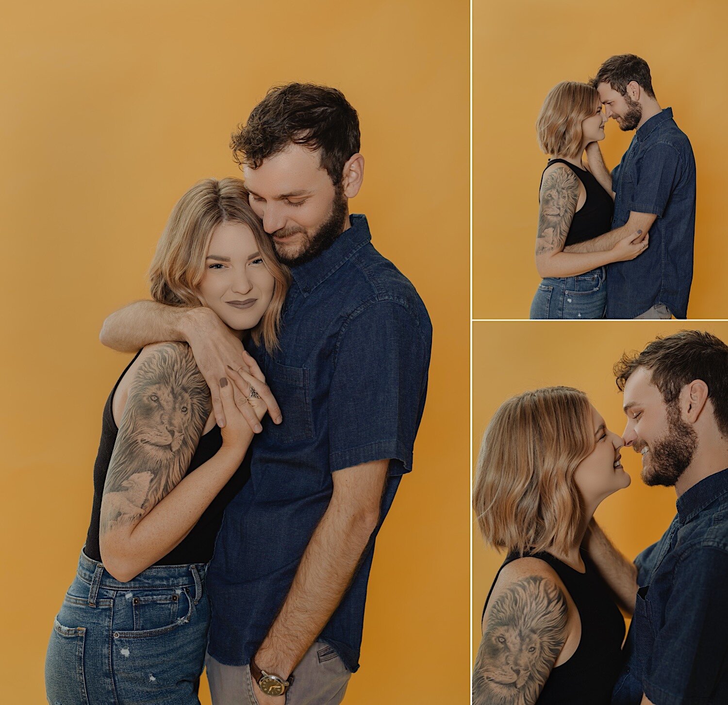 Yellow Studio Couple Session, Mustard Yellow Studio Couple Session, Jordan Taylor Photography