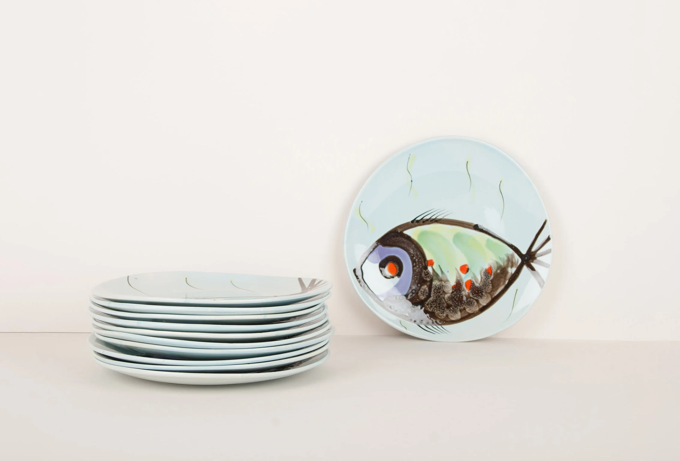 Assiettes « Poisson Bleu » années 60
