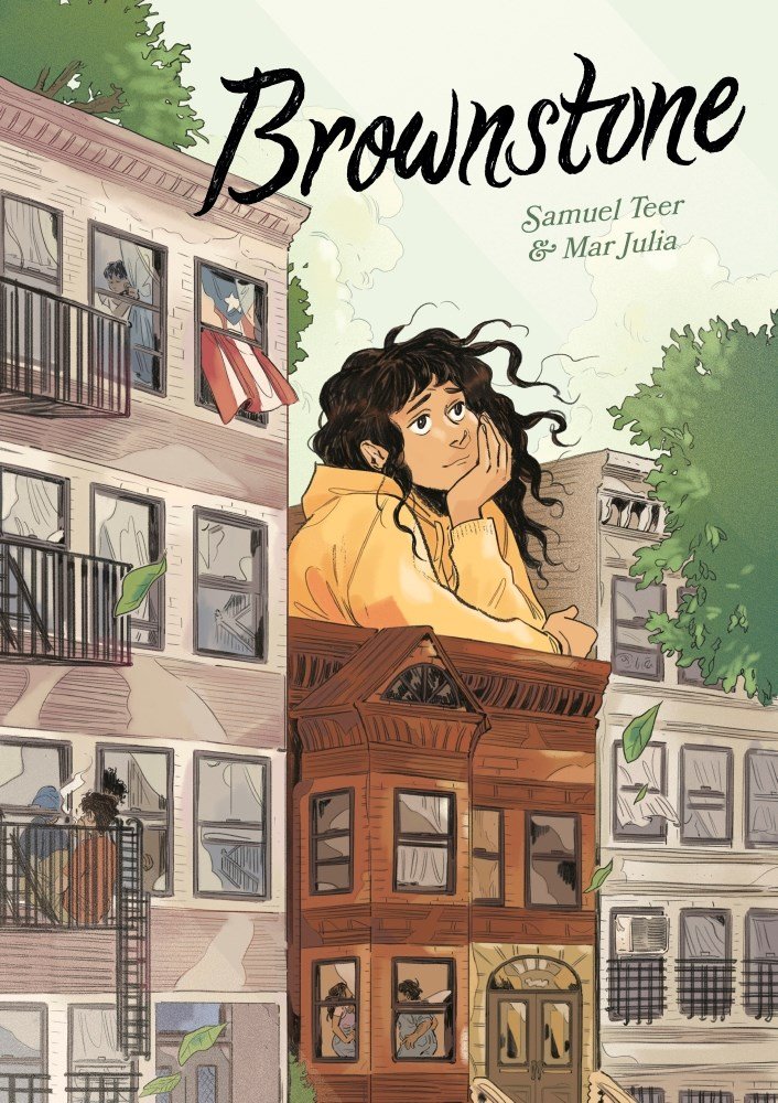  Cover of  Brownstone,  releasing June 11 2024. Lettering by Mary Claire Cruz.  