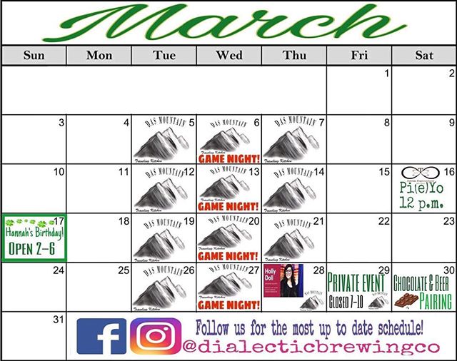 March Schedule! 
Stay tuned for updates!