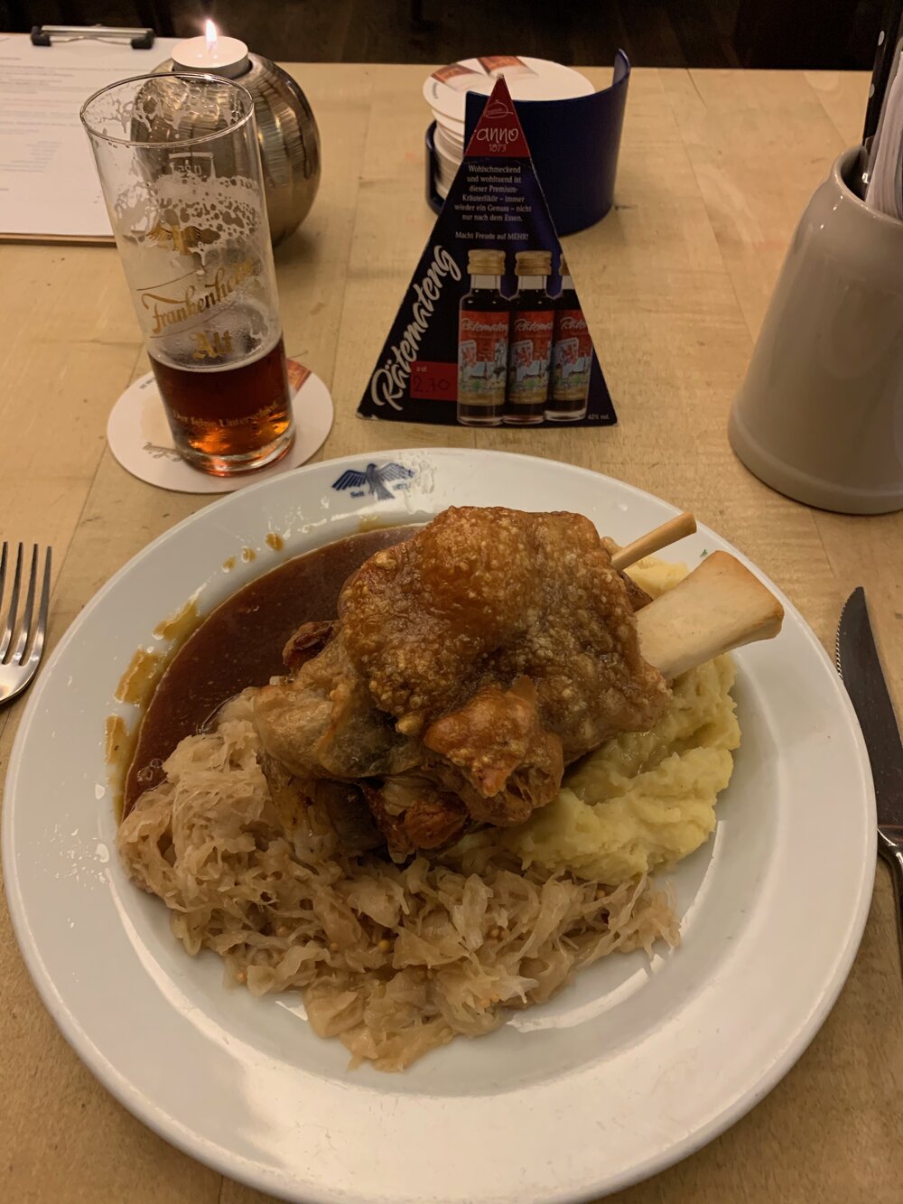   Dinner, October 16 - no trip to Dusseldorf is complete without traditional altbier and schweinshaxe!  