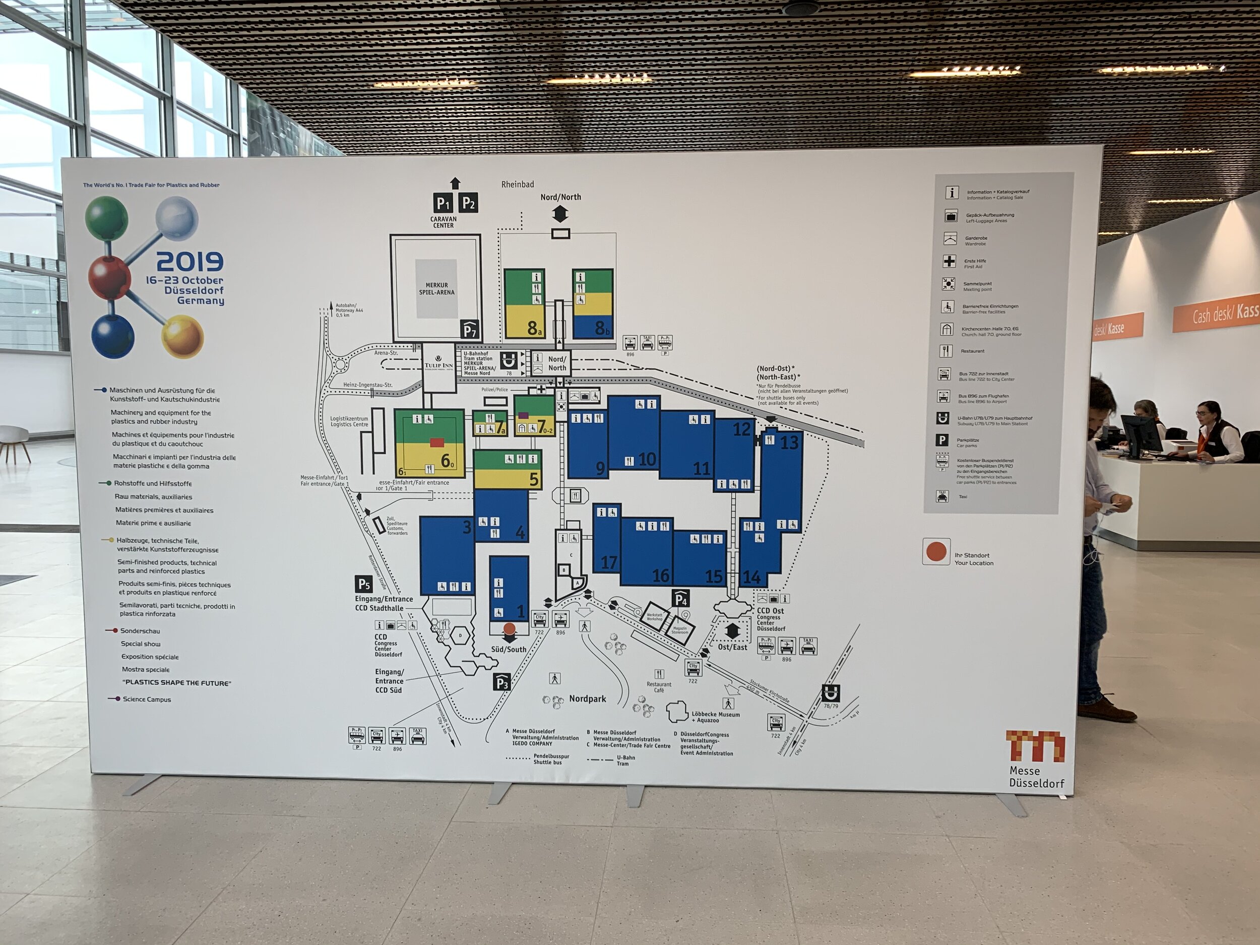   Messe Dusseldorf is a huge fairground with 17 buildings, all filled to capacity for K  