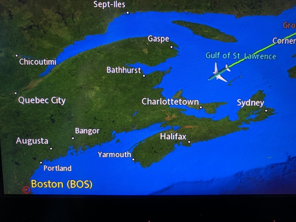   October 20:  flying home to Boston and passing over Prince Edward Island!    