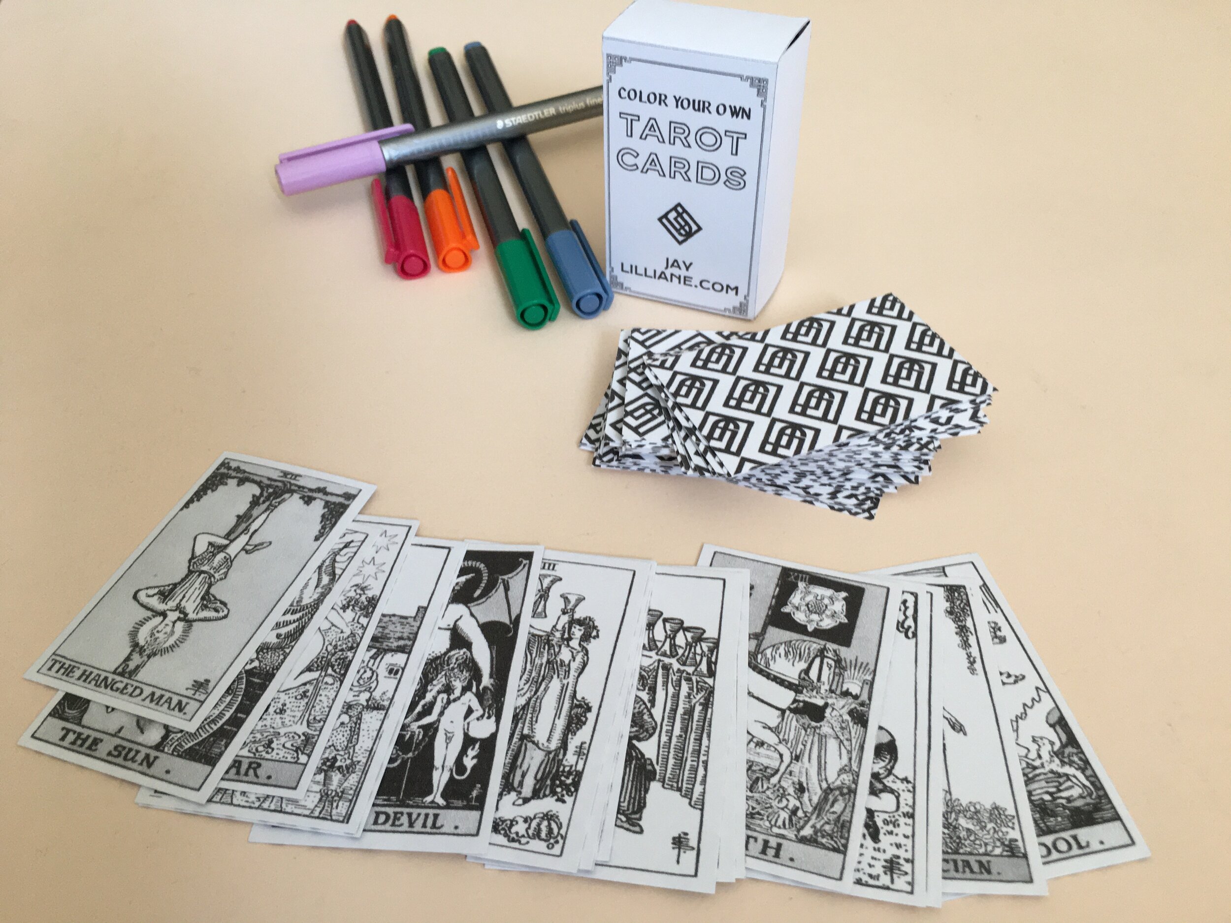 Miniature Color Your Own Tarot Deck — Jeanette Lilliane Art & Design