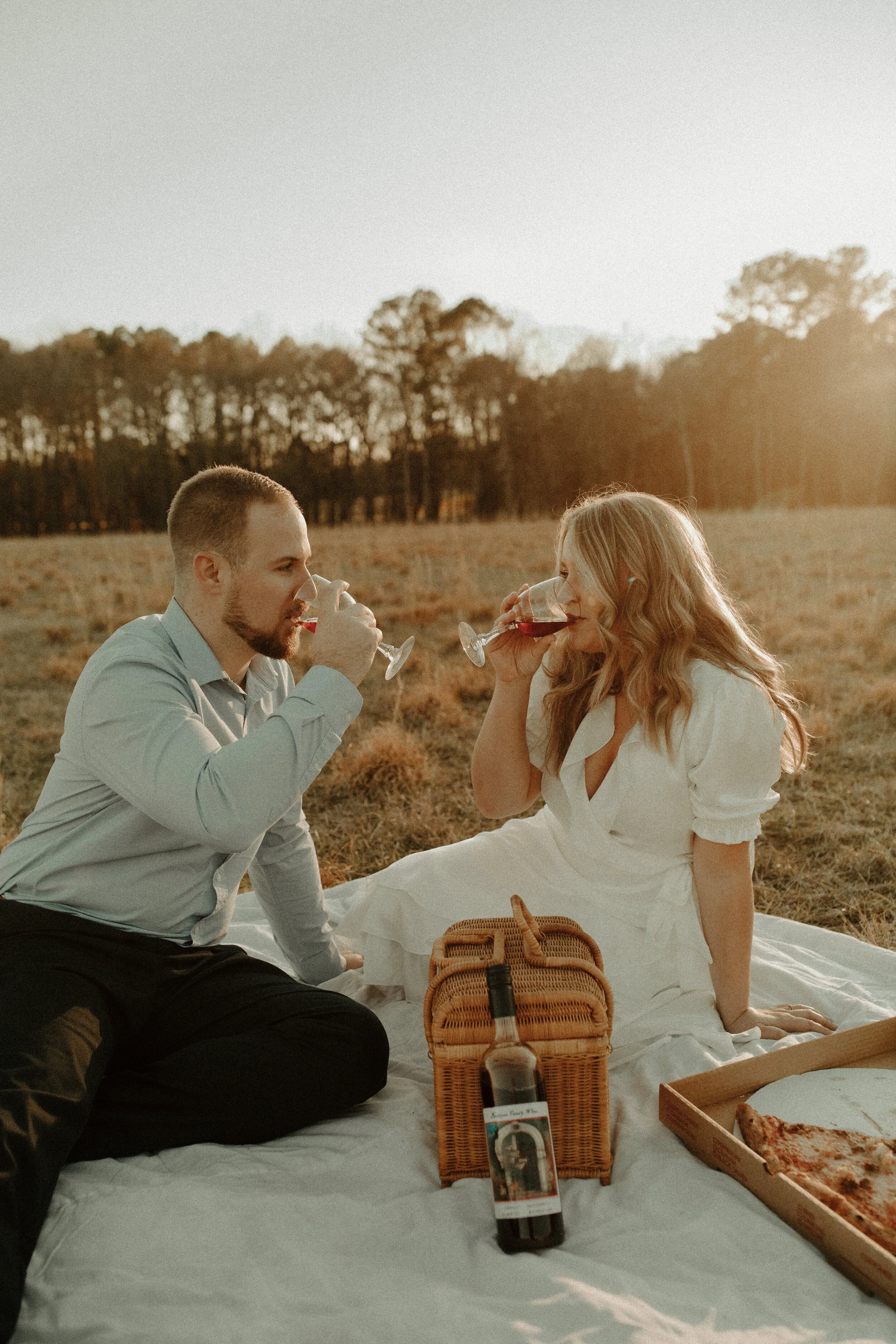 wine, pizza, + golden hour engagement session  | chattanooga, tennessee