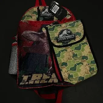 Disney Jurassic Park 5pc Large 17" Backpack,Lunch Bag,Pencil Pouch,Clip