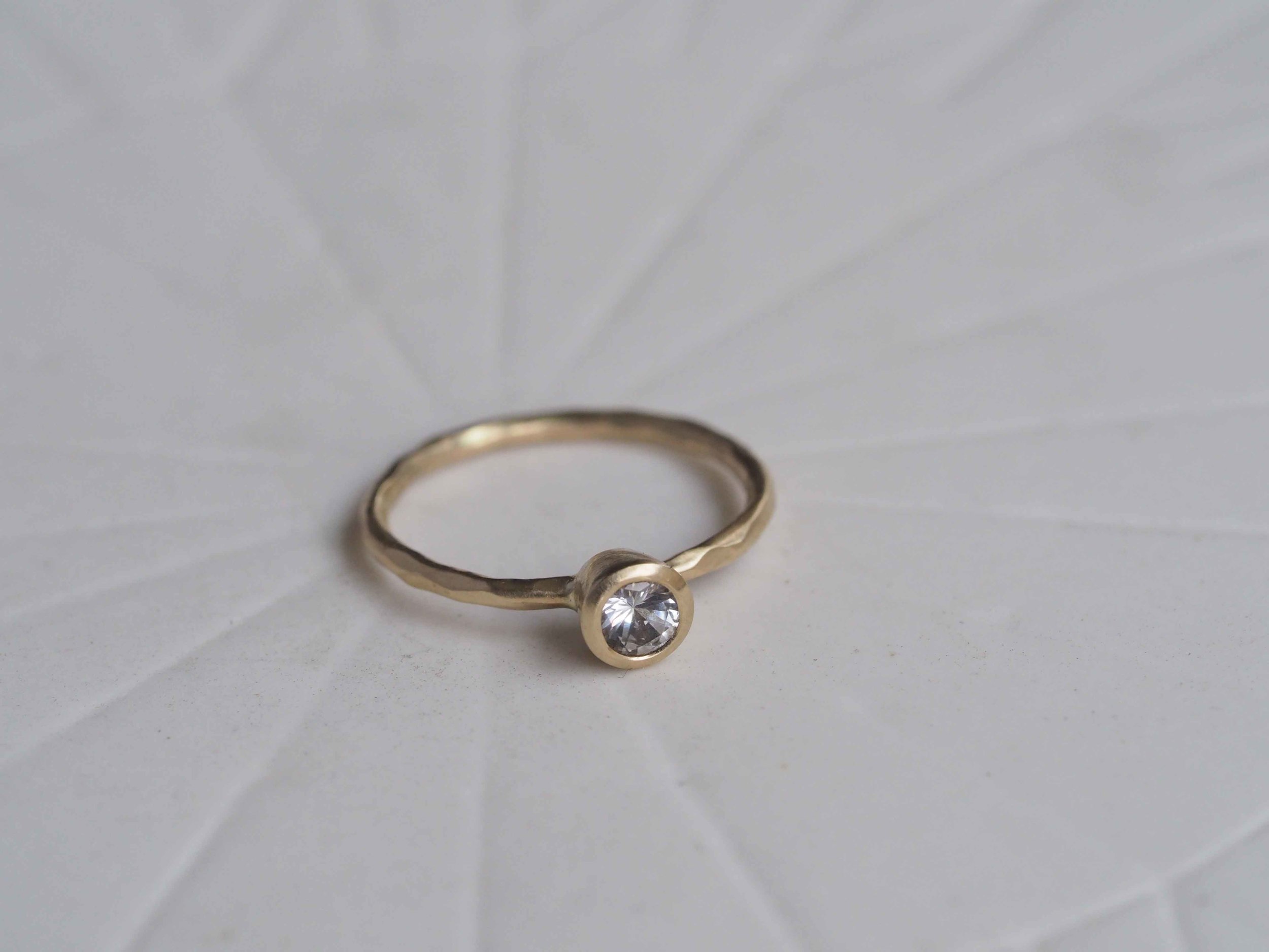 White Sapphire + Solid 9ct Gold Ring