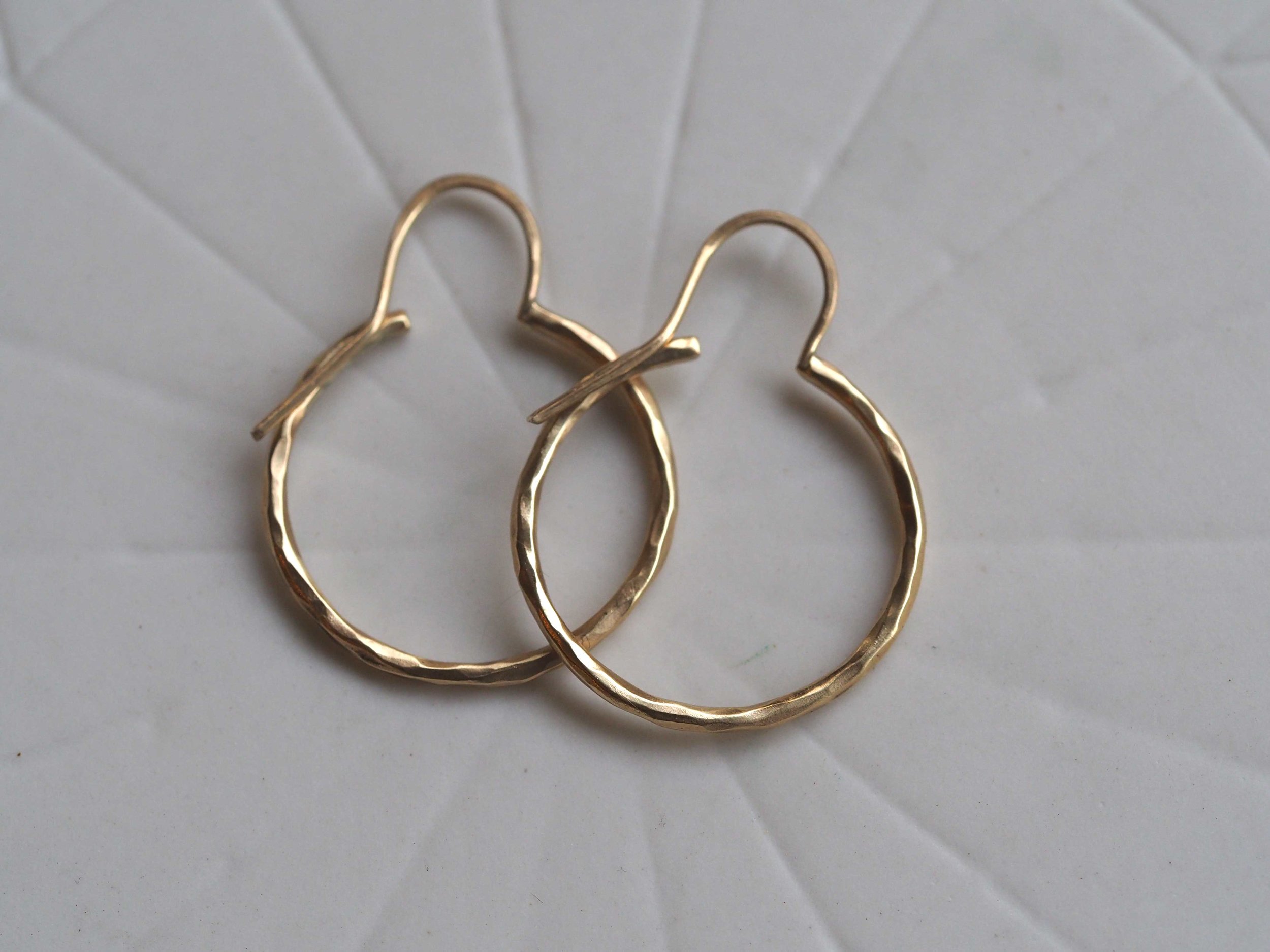 READY TO SHIP // Small Faceted Solid 9ct Gold Hoop Earrings