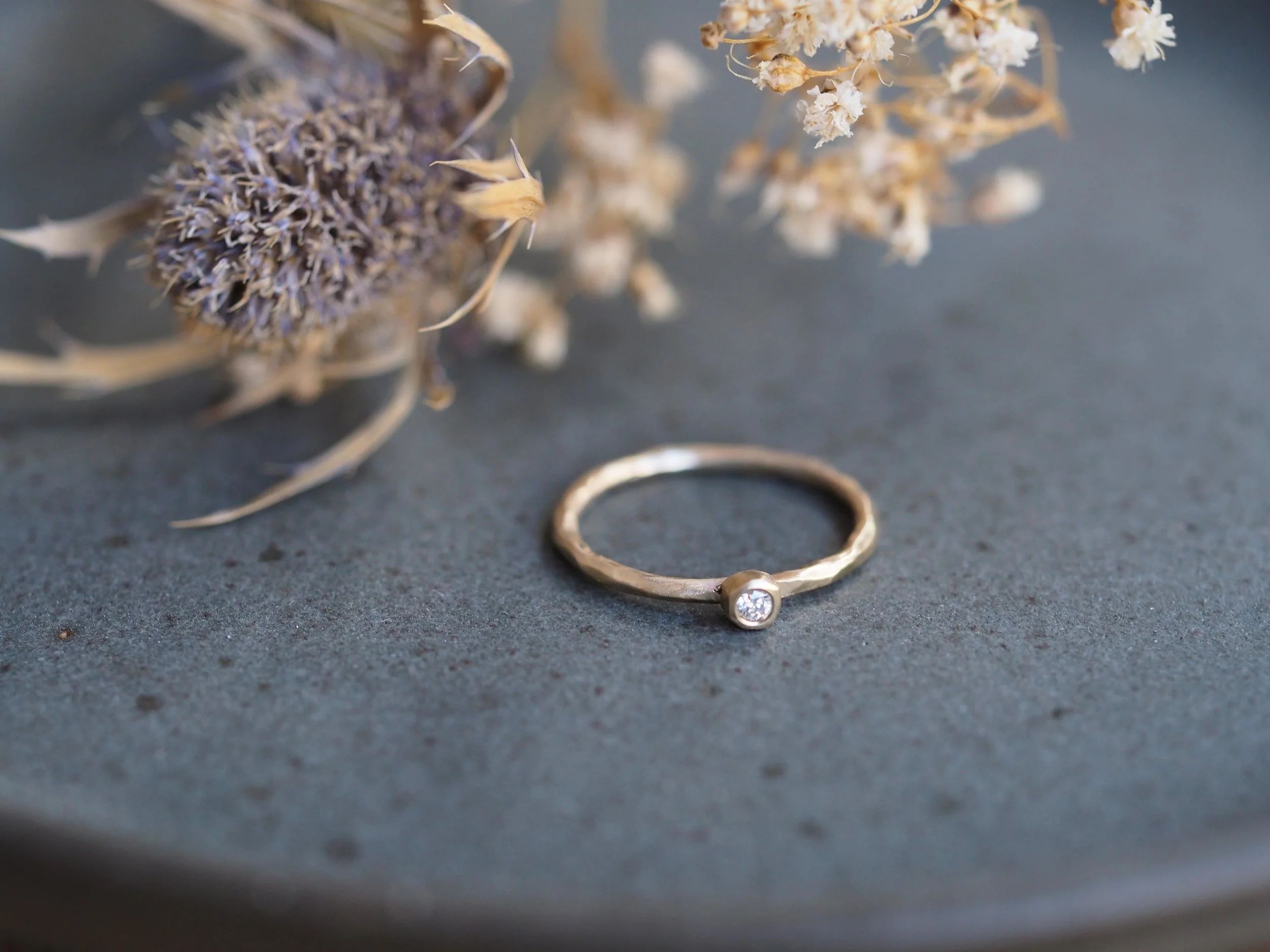 Solid Gold + Tiny Diamond Ring