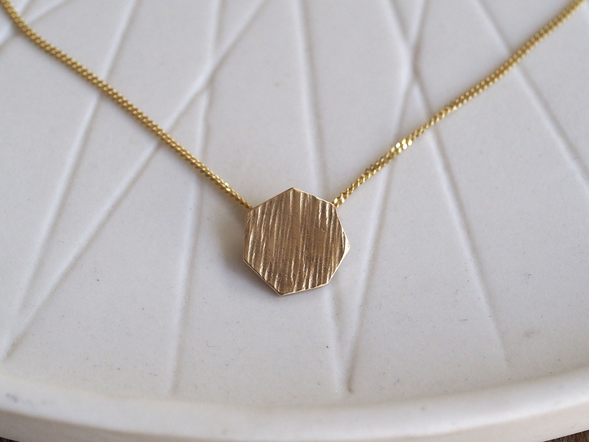 Solid 9ct Gold Textured Geometric Necklace