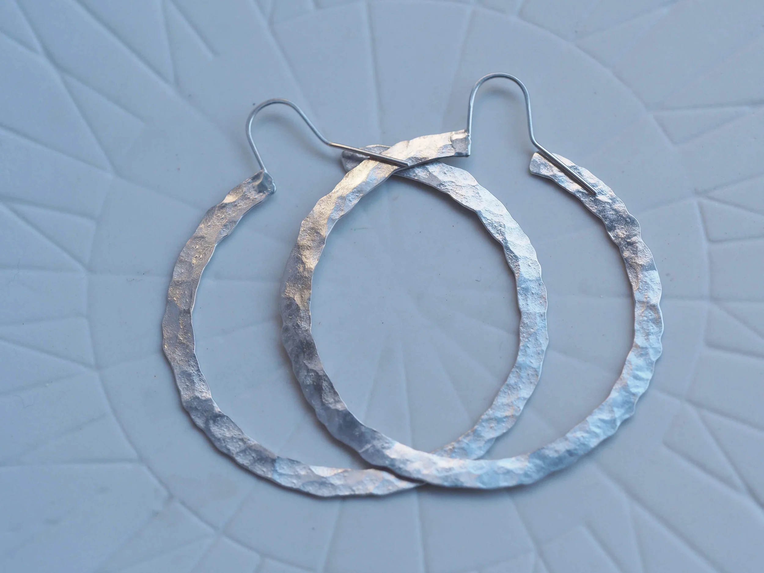 READY TO SHIP * // Large Flat Hammered Sterling Silver Hoop Earrings