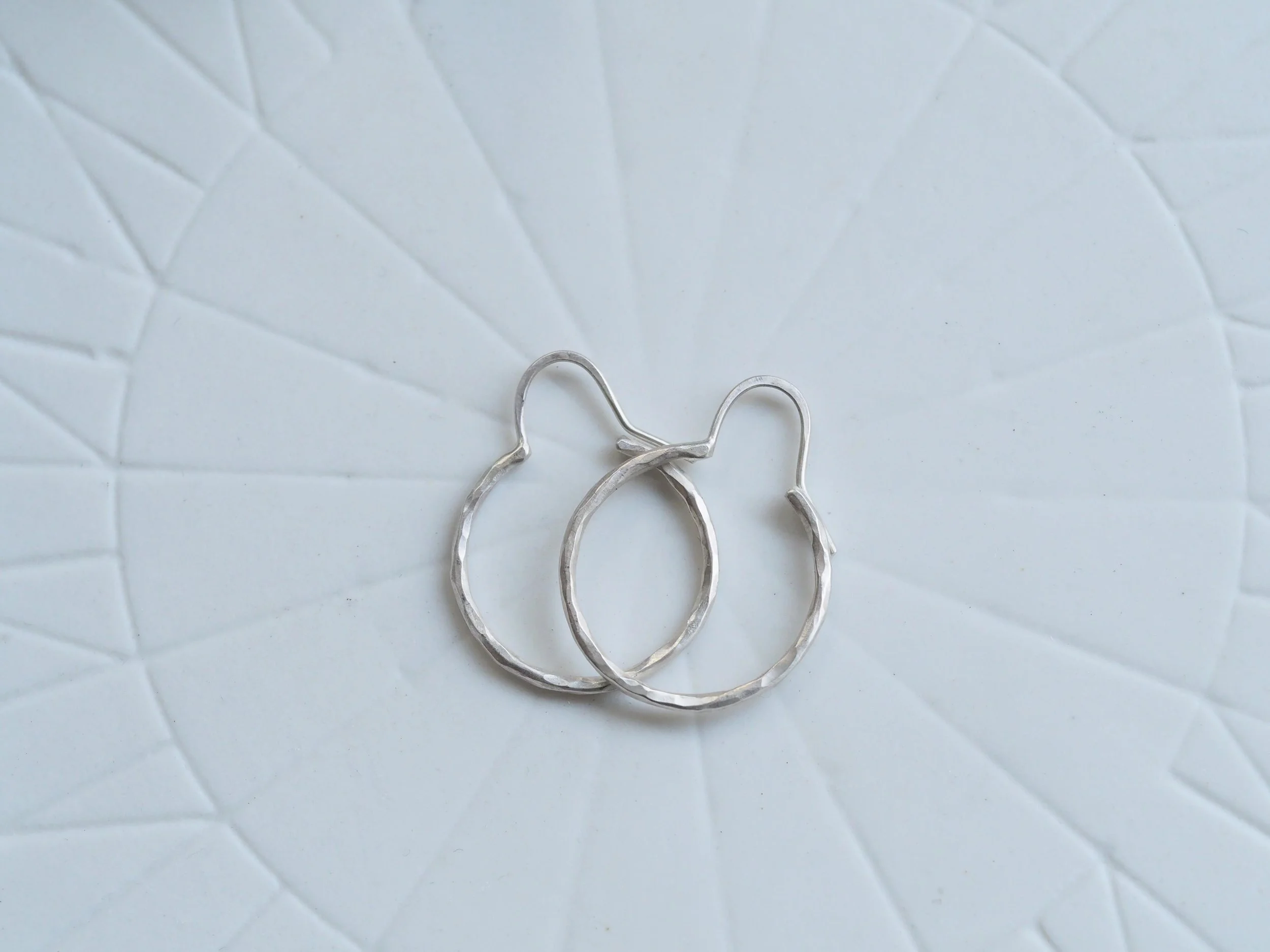 READY TO SHIP // Small faceted Silver Hoops