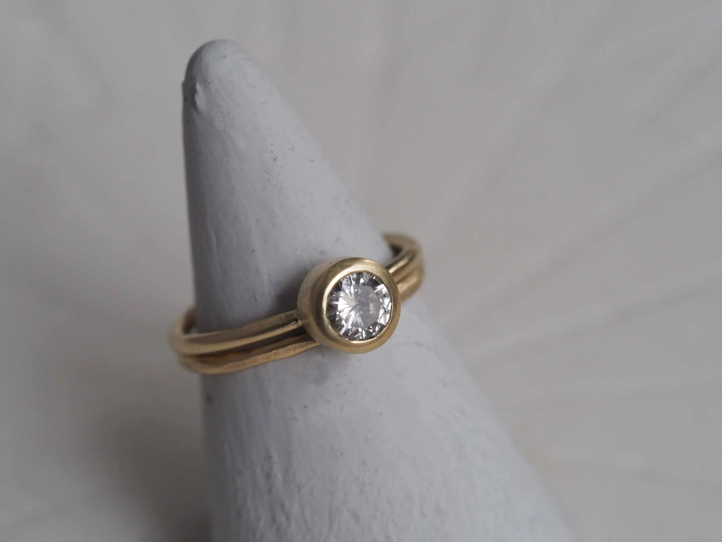 White Sapphire + 9ct Yellow Gold Wedding Set