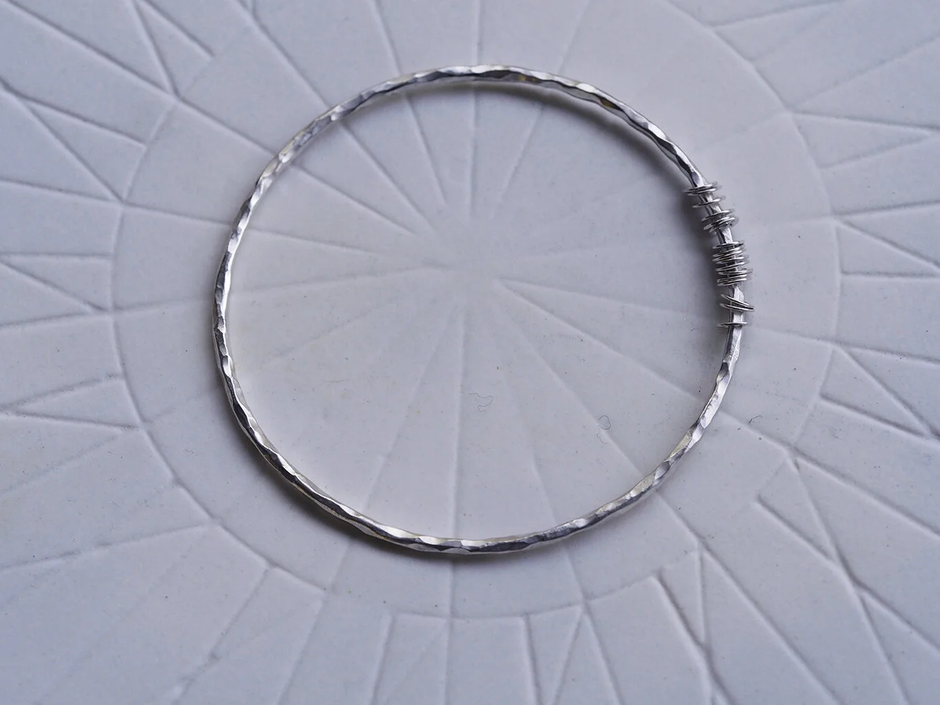 Thin Faceted Sterling Silver Scatter Bangle