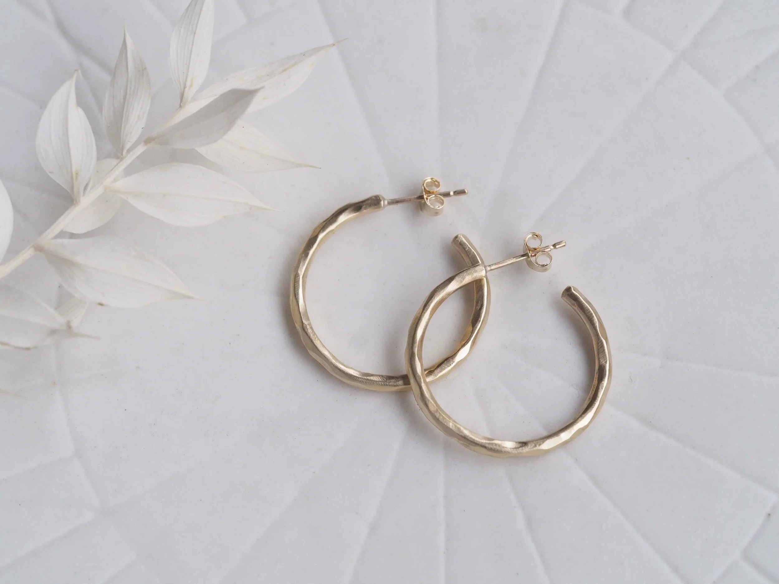 Faceted Solid 9ct Yellow Gold Hoop Earrings // Small