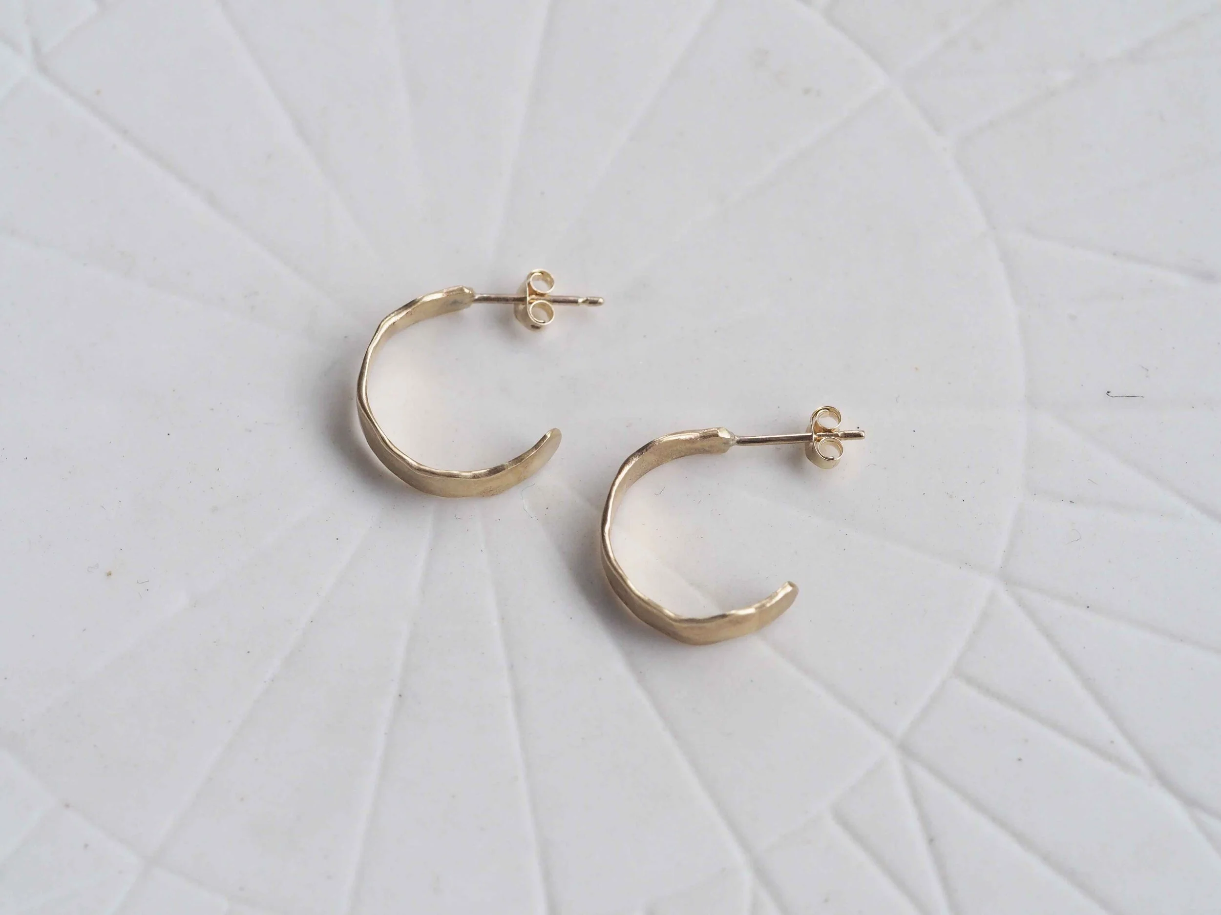 Small 9ct Gold Ripple Stud Hoops