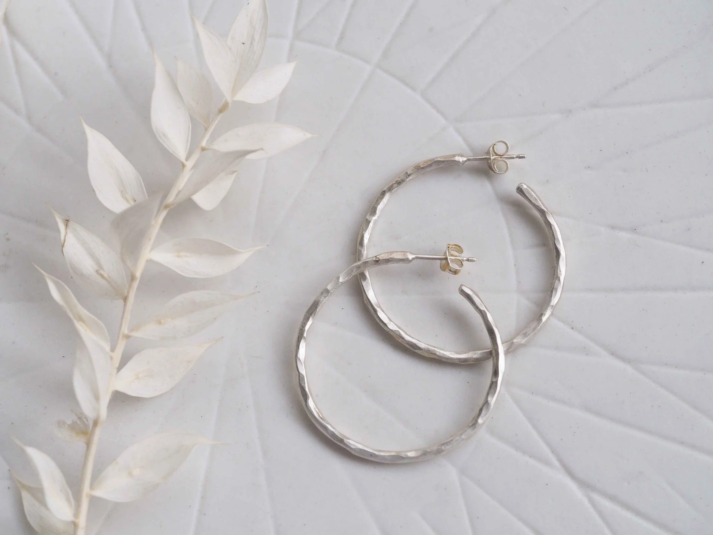 READY TO SHIP* // Faceted Sterling Silver Stud Hoop Earrings Medium