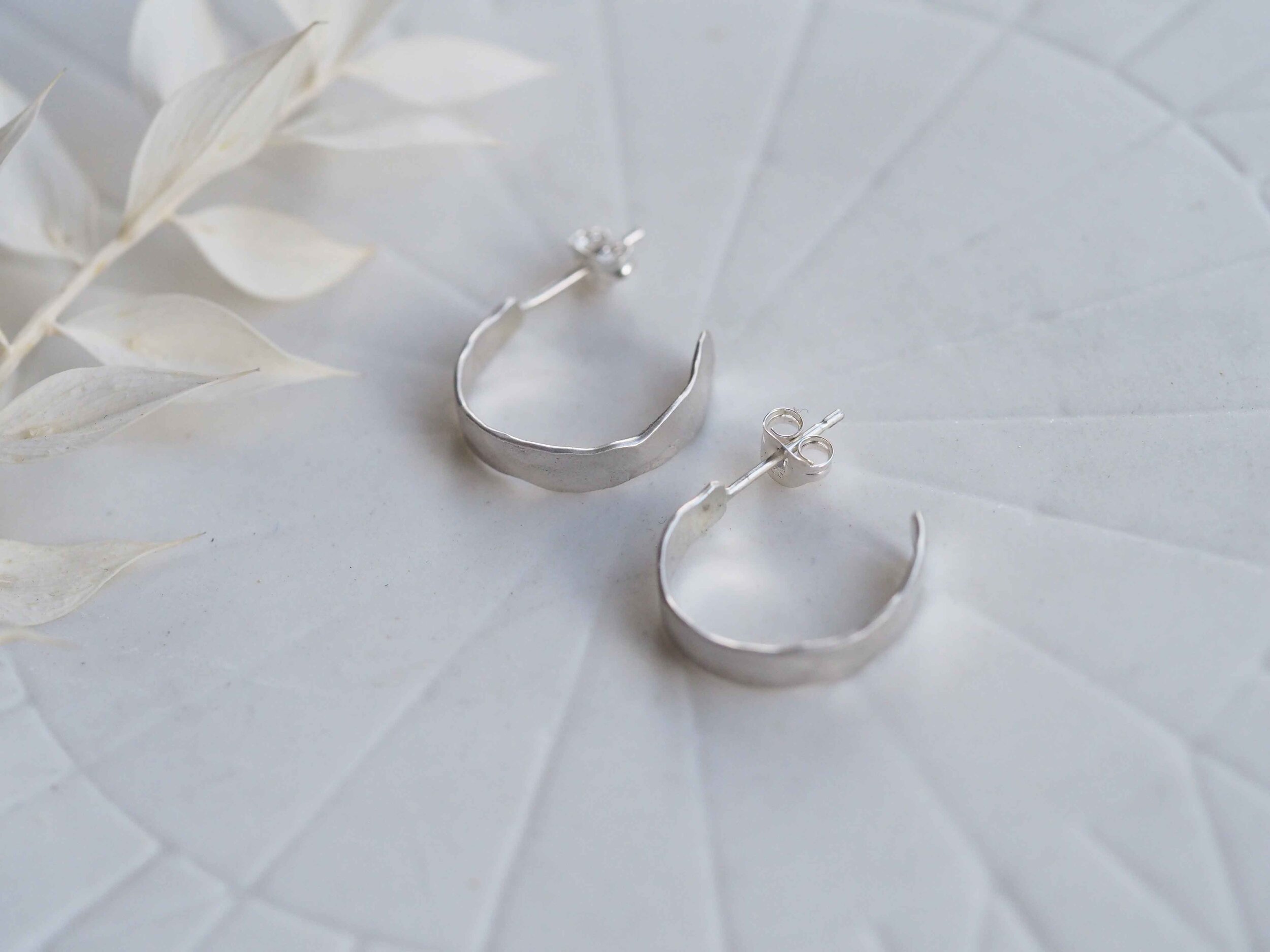READY TO SHIP // Small Sterling Silver Ripple Stud Hoops