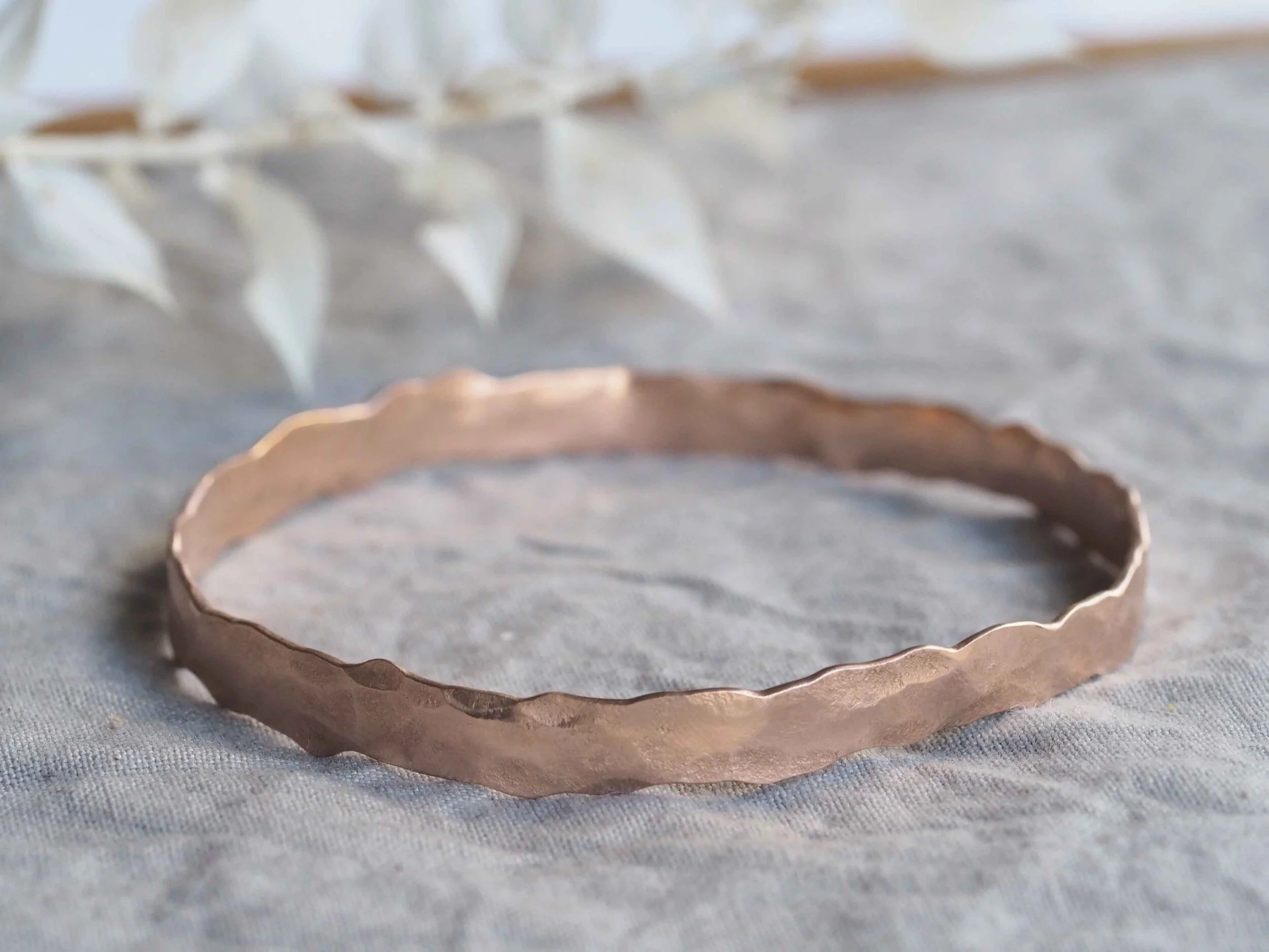 Solid Rose Gold Ripple Bangle