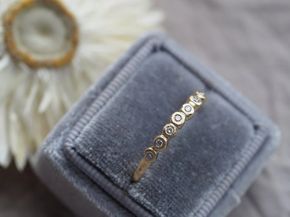 White Diamond + Gold Half Eternity Ring