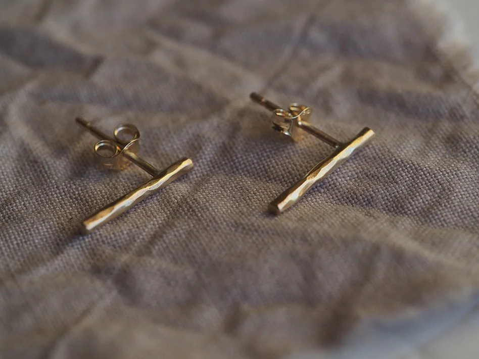 READY TO SHIP // Faceted Gold Bar Studs