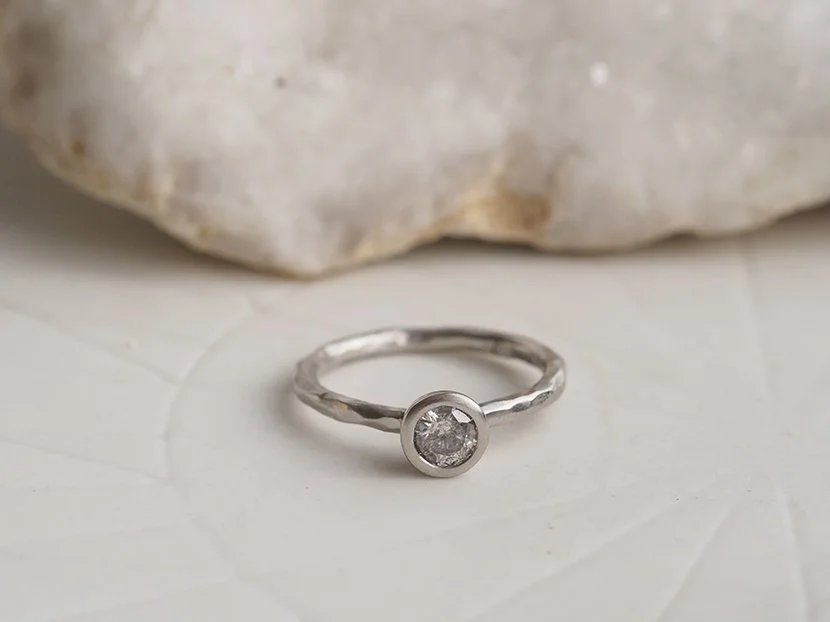 READY TO SHIP // Platinum Salt + Pepper Diamond Ring