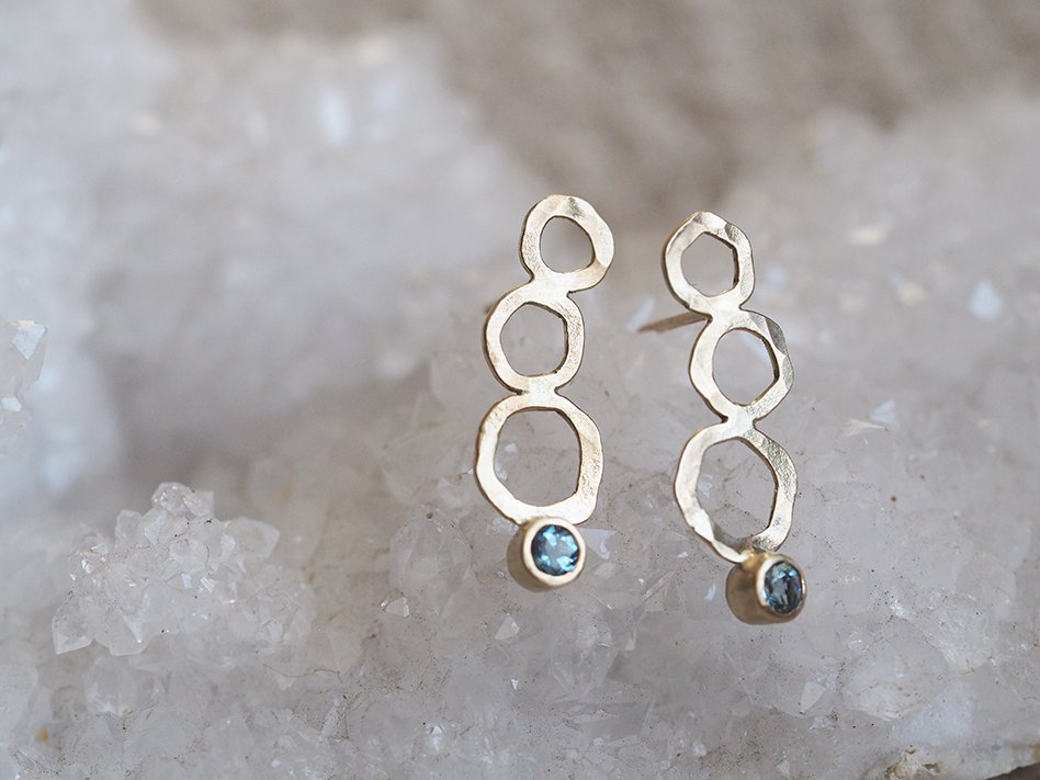 READY TO SHIP // Faceted Aquamarine+ Gold Stud Earrings