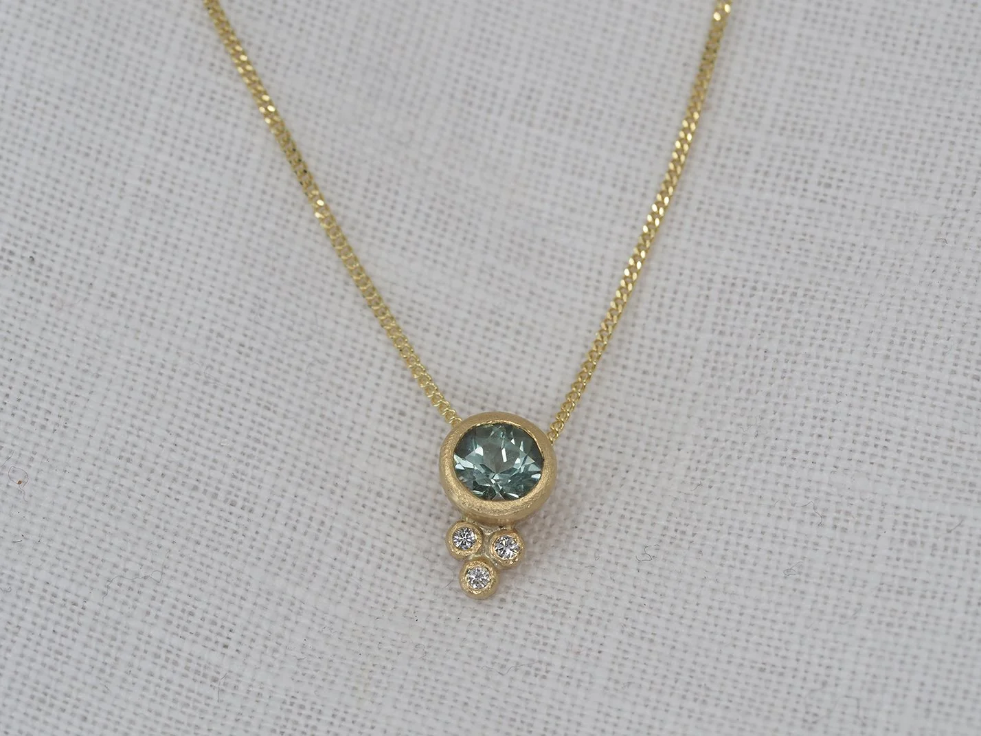 READY TO SHIP // Pale Green Tourmaline + Diamond Pendant