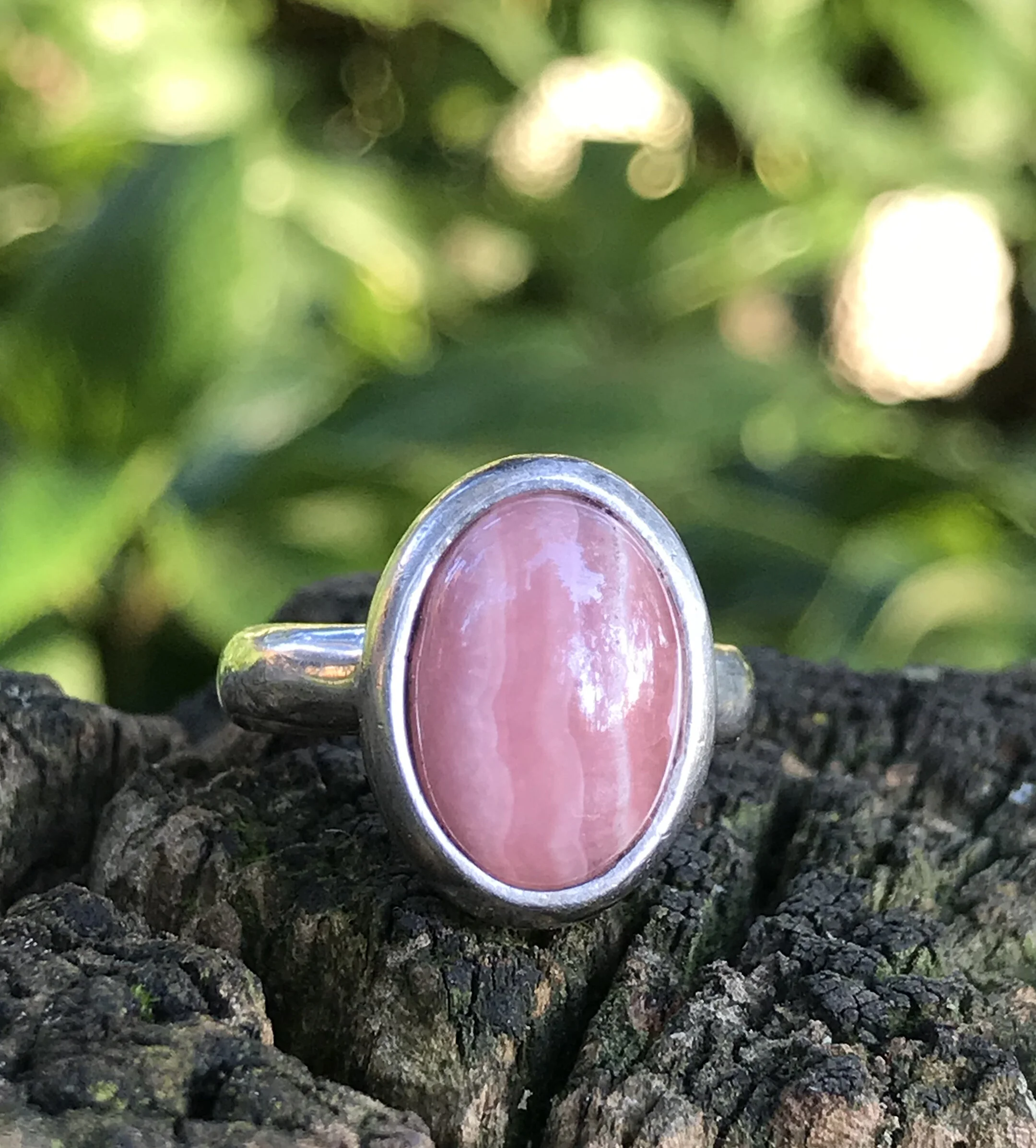 Pendentif En Argent 925 Et Rhodochrosite Naturelle Rose - Fait Main, Longueur 2.25 Pouces - Neuf, Sans Emballage