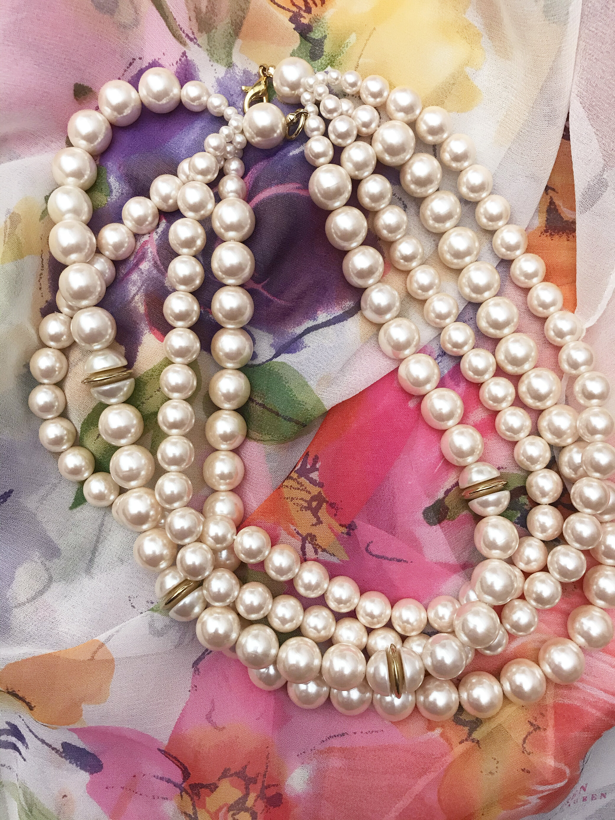 Satin Pearls, Vintage Faux Pearls
