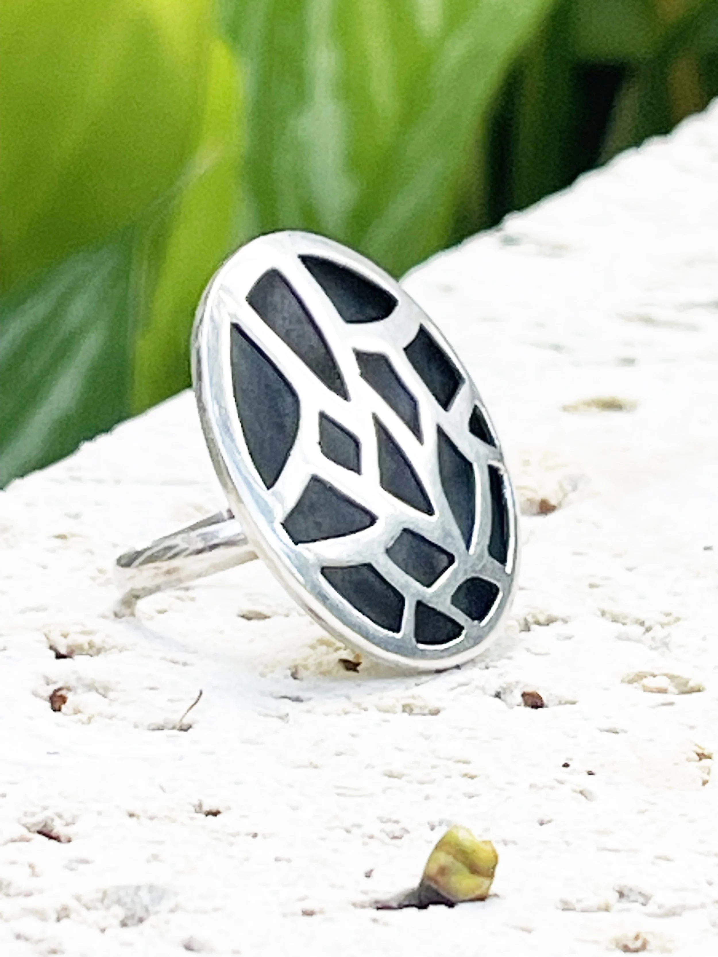 Rare Vintage Sterling Silver 925 Ring Oversized Modernist 