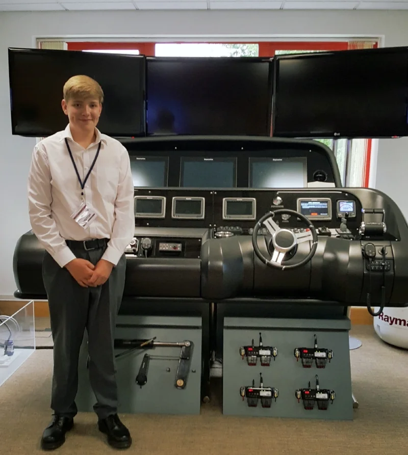 Oli on his work experience placement at Raymarine