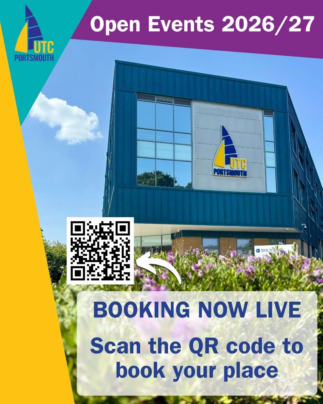Bookings are now live for our Open Events!
For students looking to join UTC Portsmouth in the 2026/27 academic year (Year 10 and Year 12 entry), these events are the perfect opportunity to discover what makes our college unique. You’ll hear di