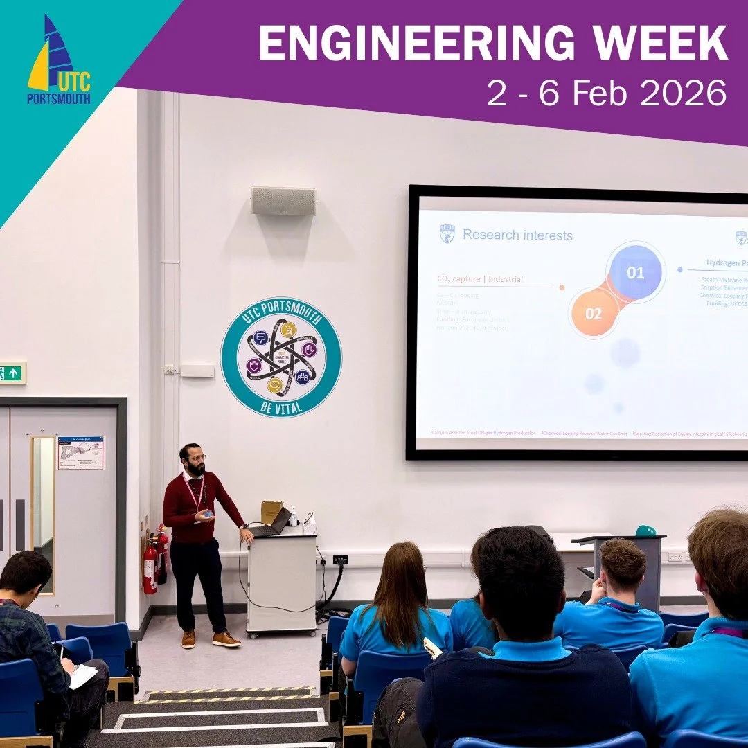 As part of Engineering Week, we welcomed Dr Syed Zaheer Abbas from the @uni_southampton to speak to our students.

His talk on turning pollution from steel factories into clean fuel gave students across Years 10 - 13 a real insight into how engineeri