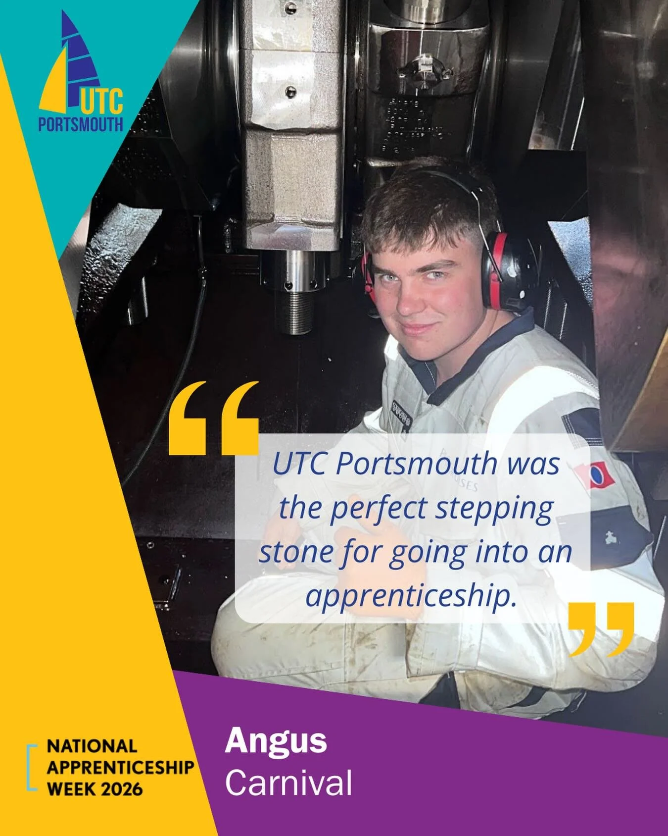 UTC Portsmouth gives students workplace experiences and opportunities to allow the smooth transition into the world of work.

Angus chose a cadetship apprenticeship to combine higher education with hands-on engineering experience. At UTC Portsmouth, 