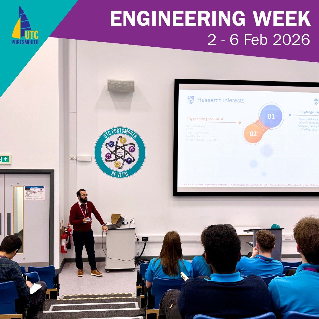 As part of Engineering Week, we welcomed Dr Syed Zaheer Abbas from the @uni_southampton to speak to our students.

His talk on turning pollution from steel factories into clean fuel gave students across Years 10 - 13 a real insight into how engineeri