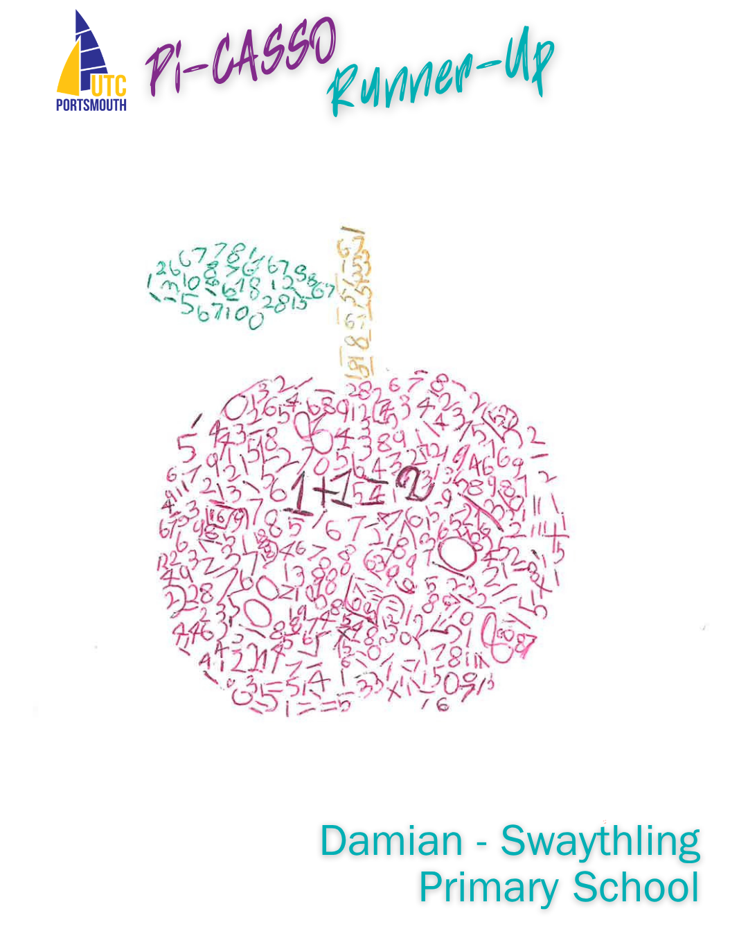 Apple drawing where instead of being coloured, they are filled with numbers.