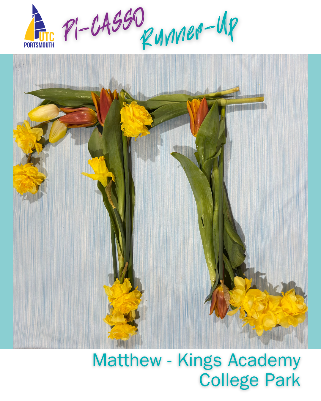 Flowers arranged in the shape of the pi symbol.