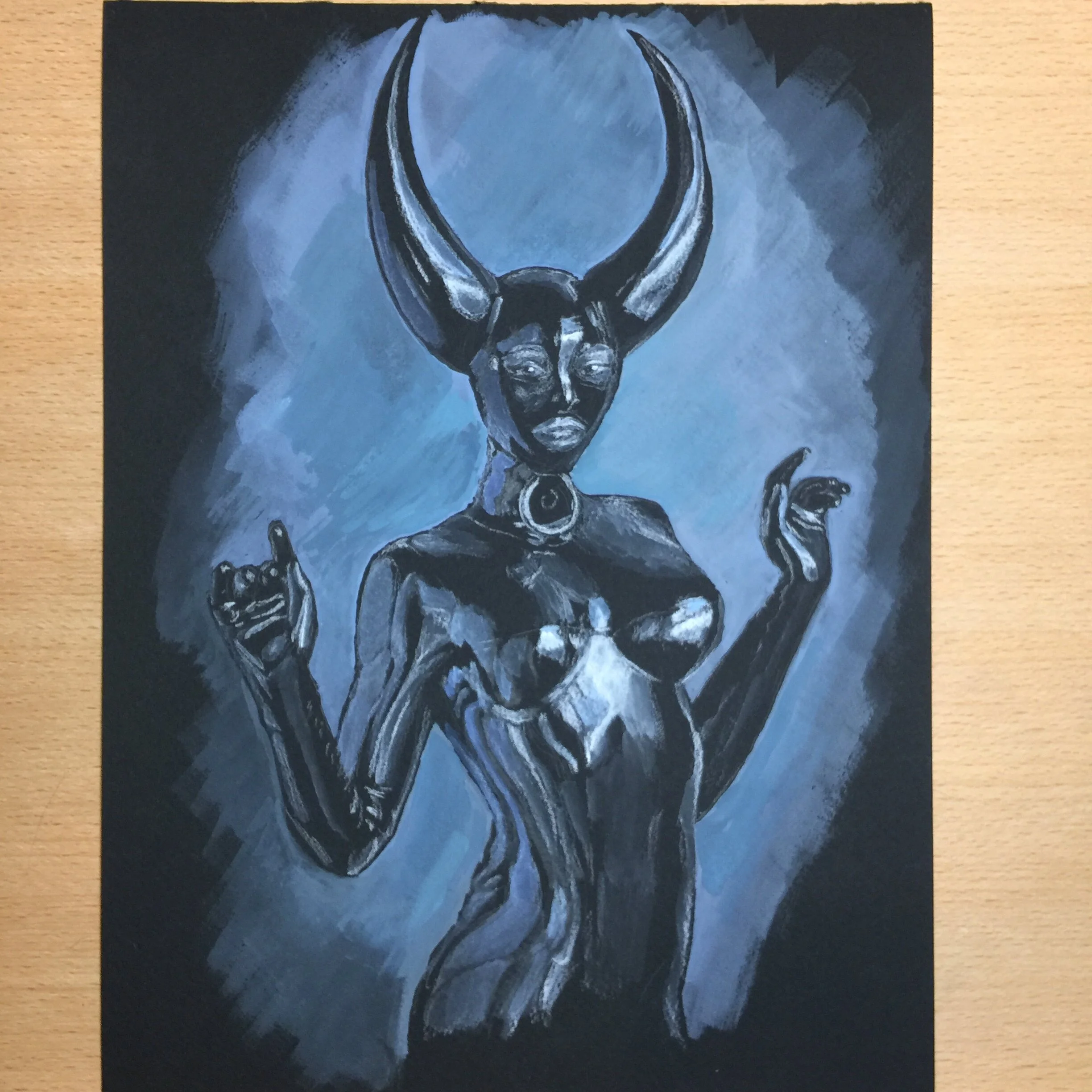  Mixed media, Gouache and color pencil, 9” x 12” 