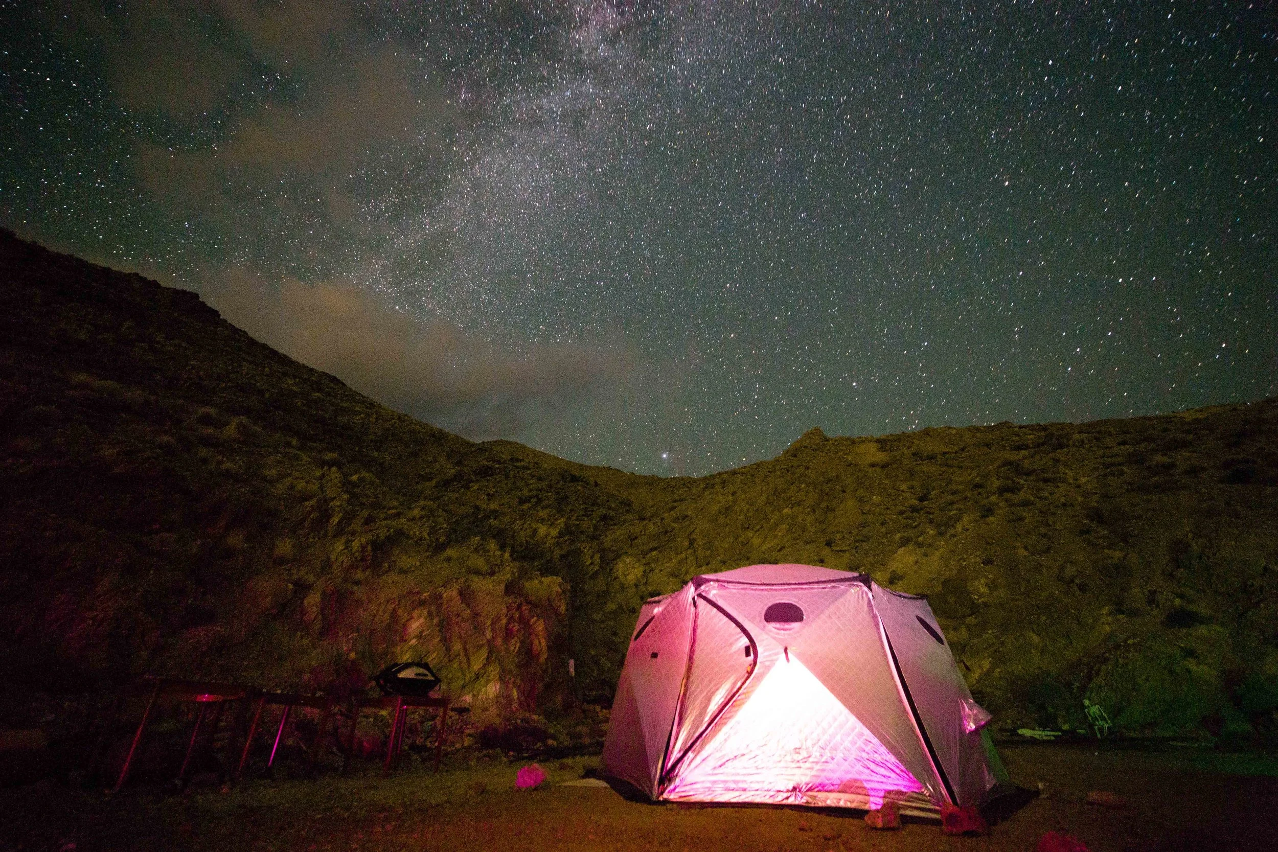 A SHIFTPOD shines under the Milky Way at the Eastern Sierra Observatory