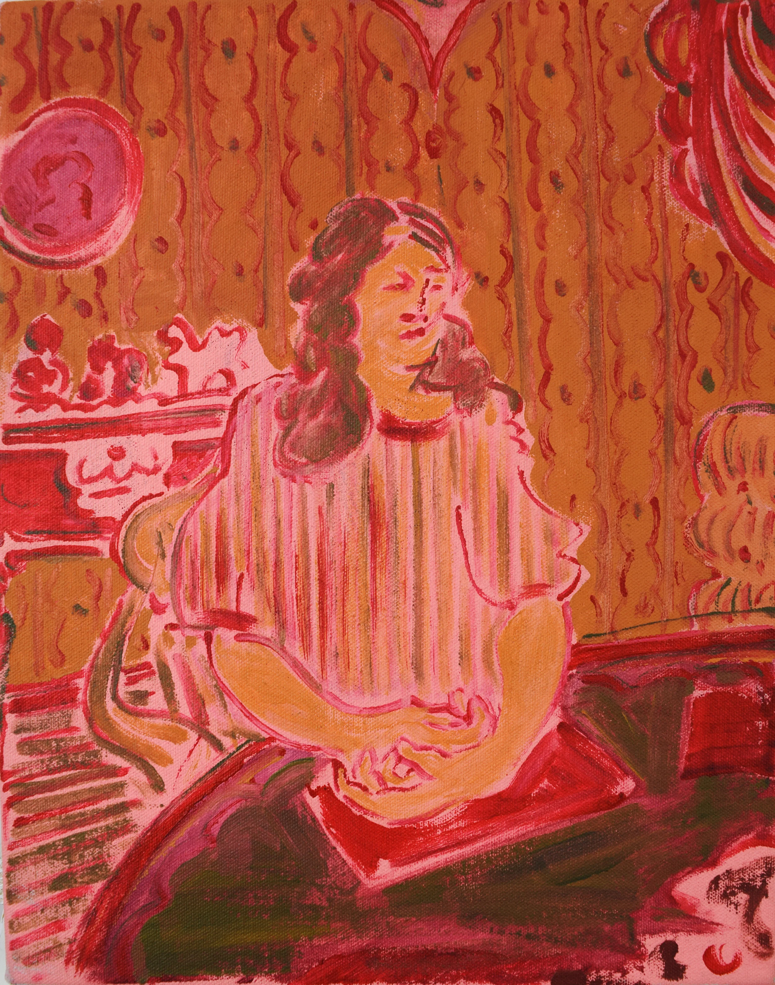 KevinPerkins, Woman At Table, 11x14, acrylic on canvas.jpg