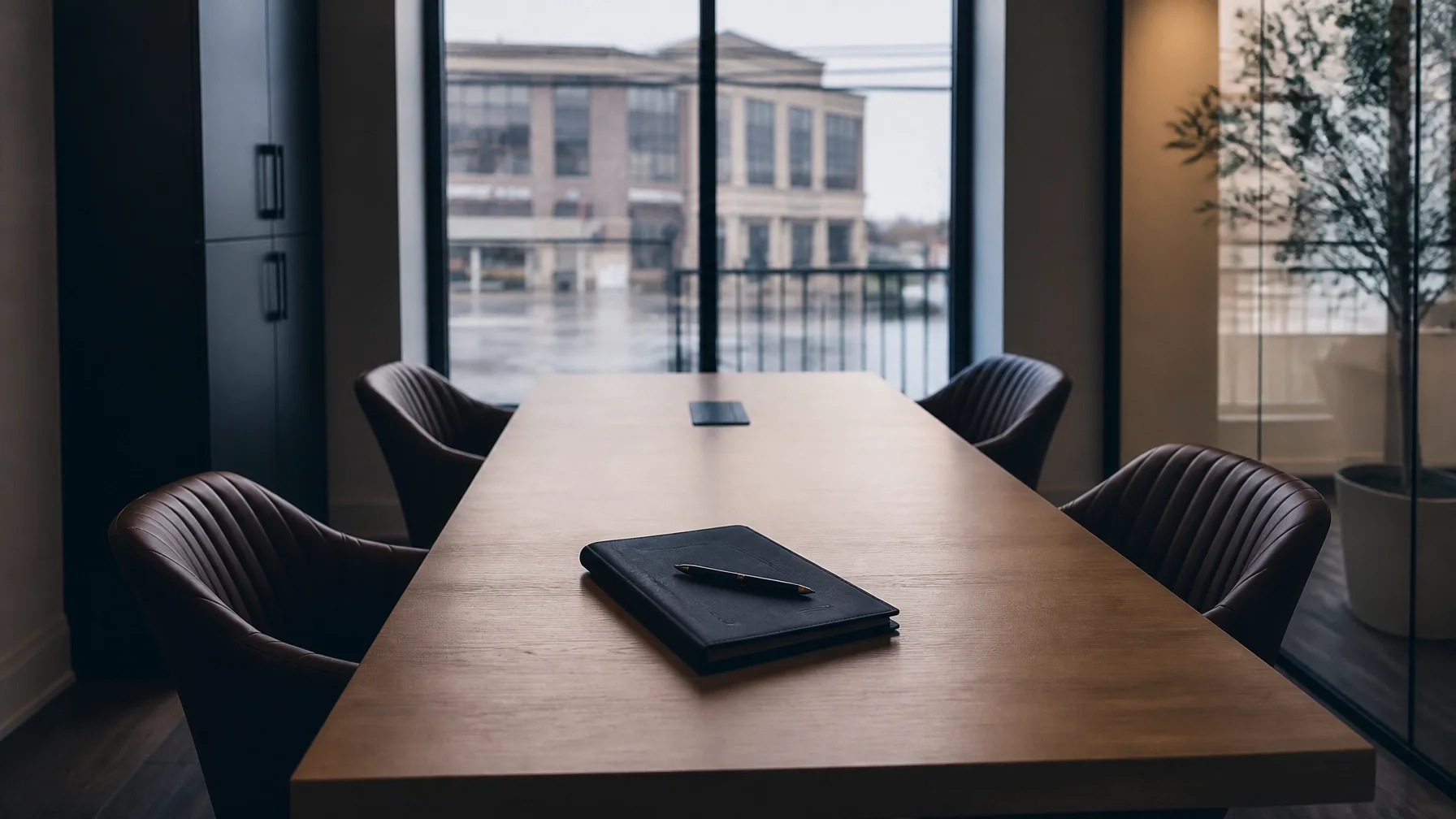 Closed court file and pen on a legal consultation table, representing the Partner Assault Response program