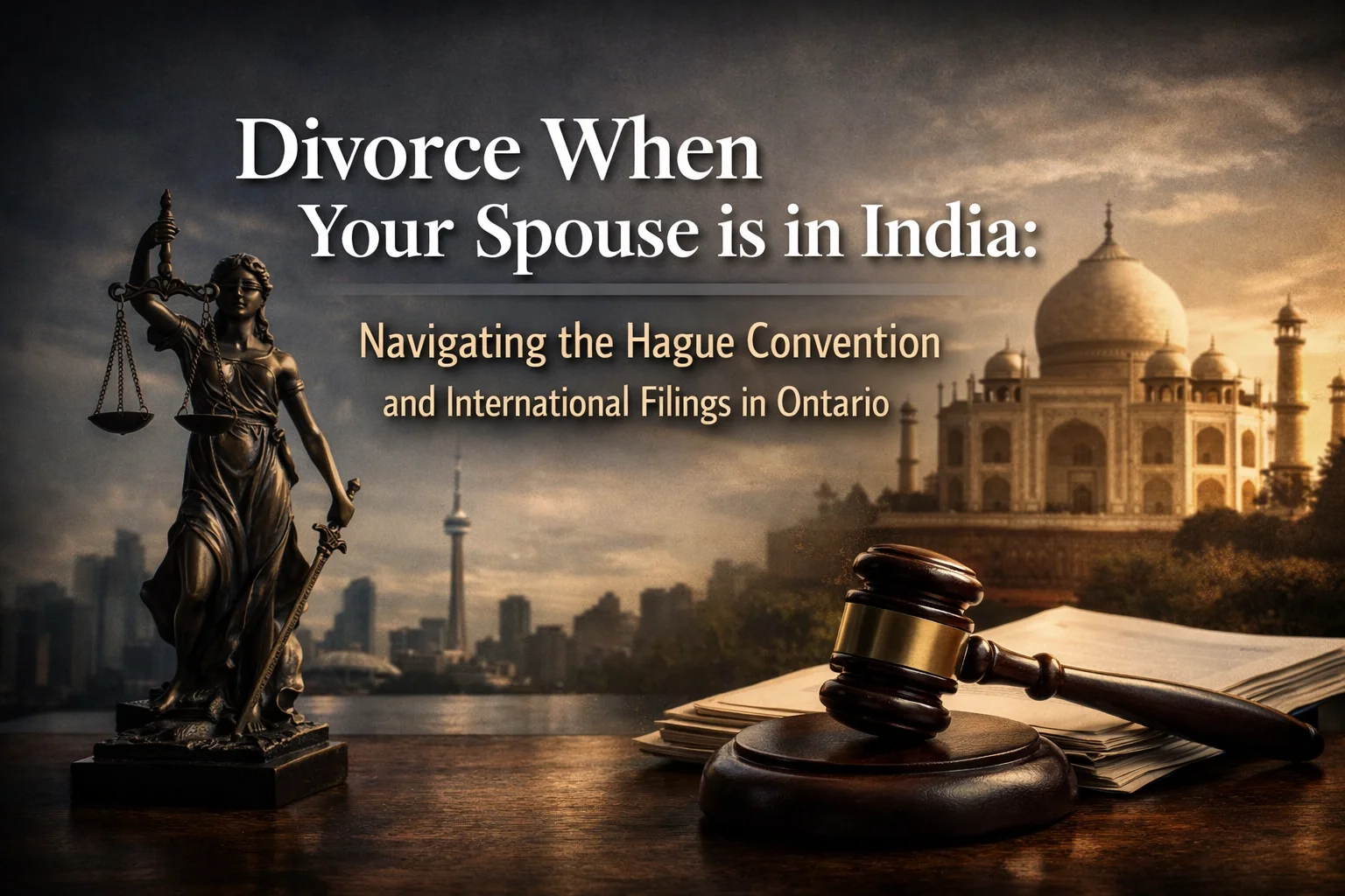International divorce filing from Ontario to a spouse in India via the Hague Convention service process.