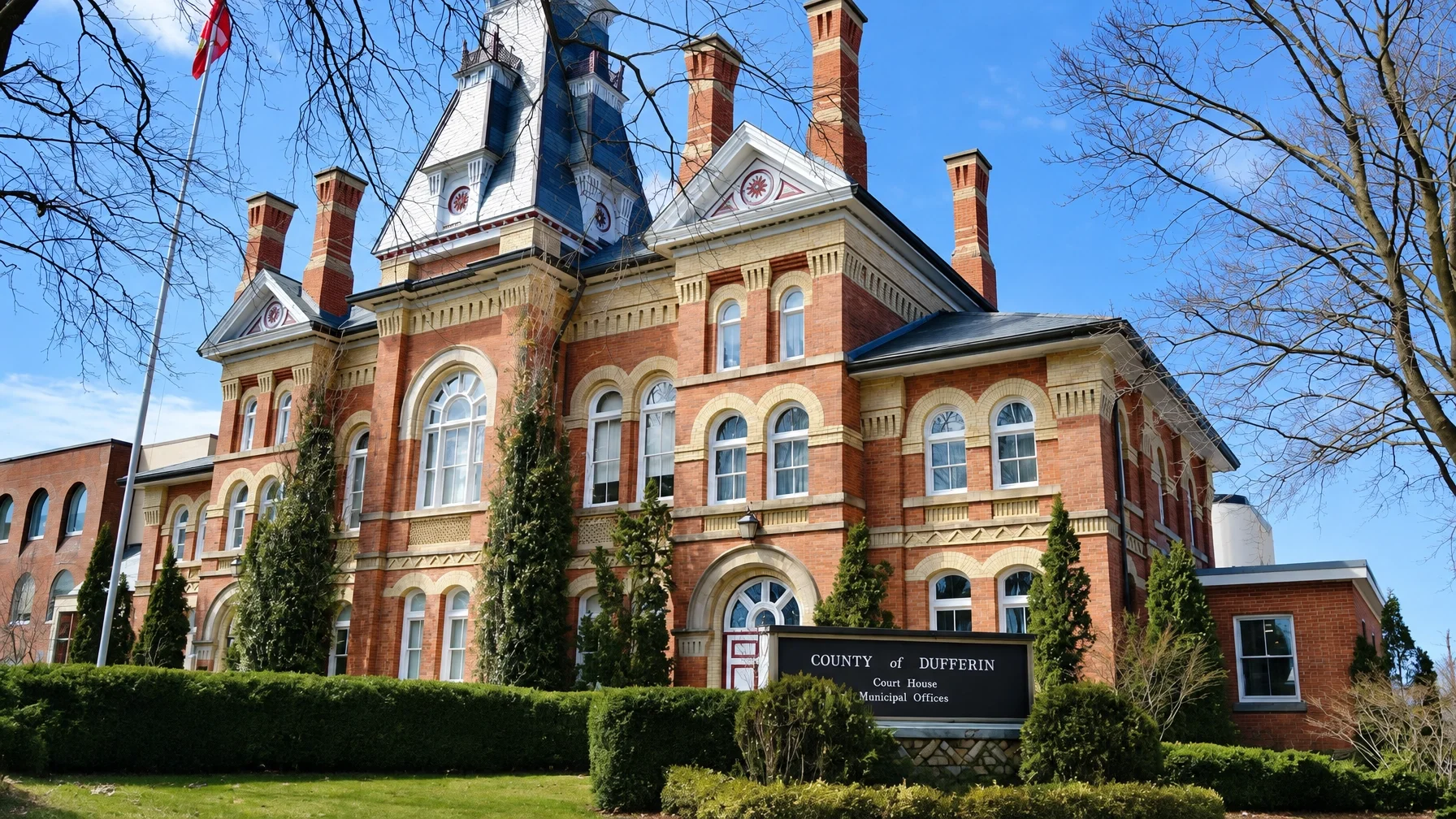 Dufferin County Courthouse in Orangeville, Ontario, where Ontario family law matters are heard