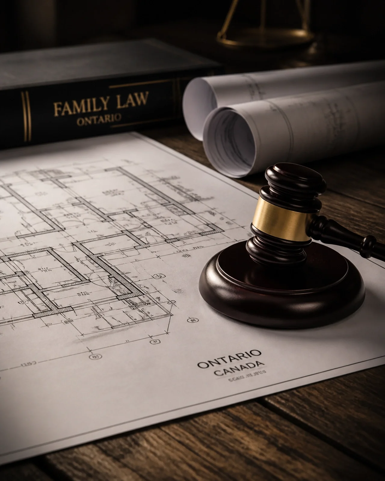 Close-up of Ontario Family Law Act documents and a gavel, representing the strict rules surrounding the matrimonial home.