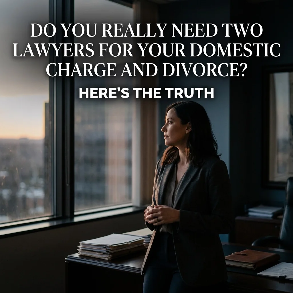 Professional lawyer discussing the overlap of domestic assault charges and divorce proceedings in Brampton.
