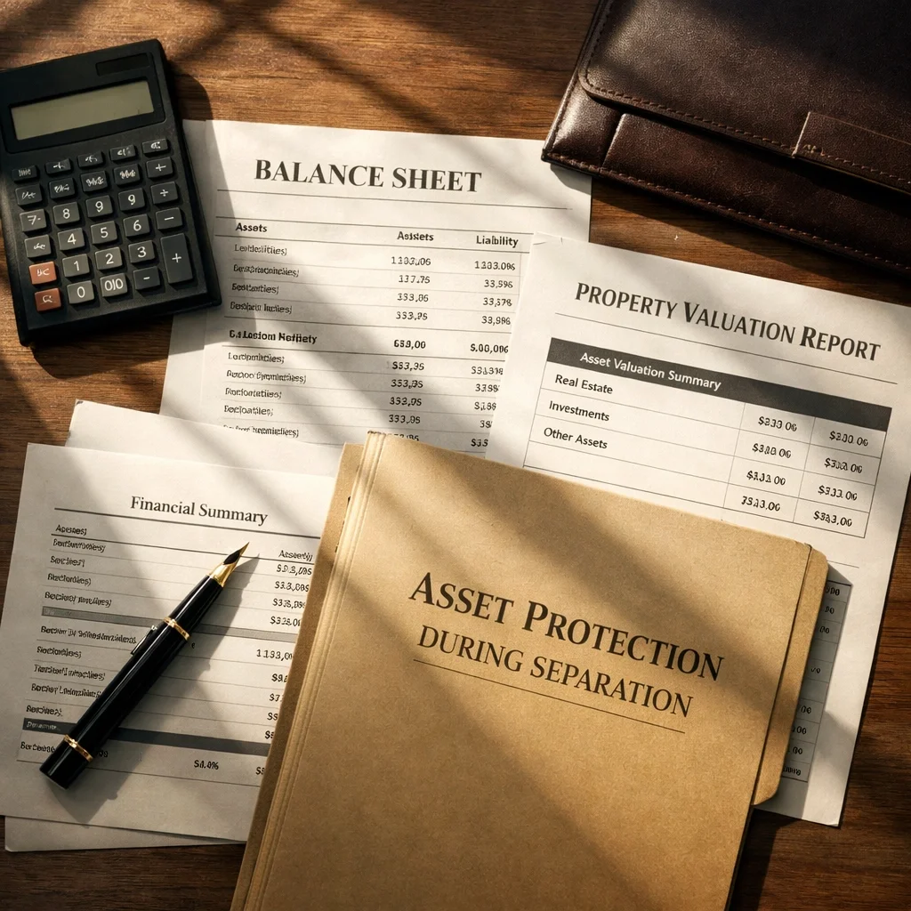 A conceptual image of a golden key and a house, symbolizing asset protection during a divorce.