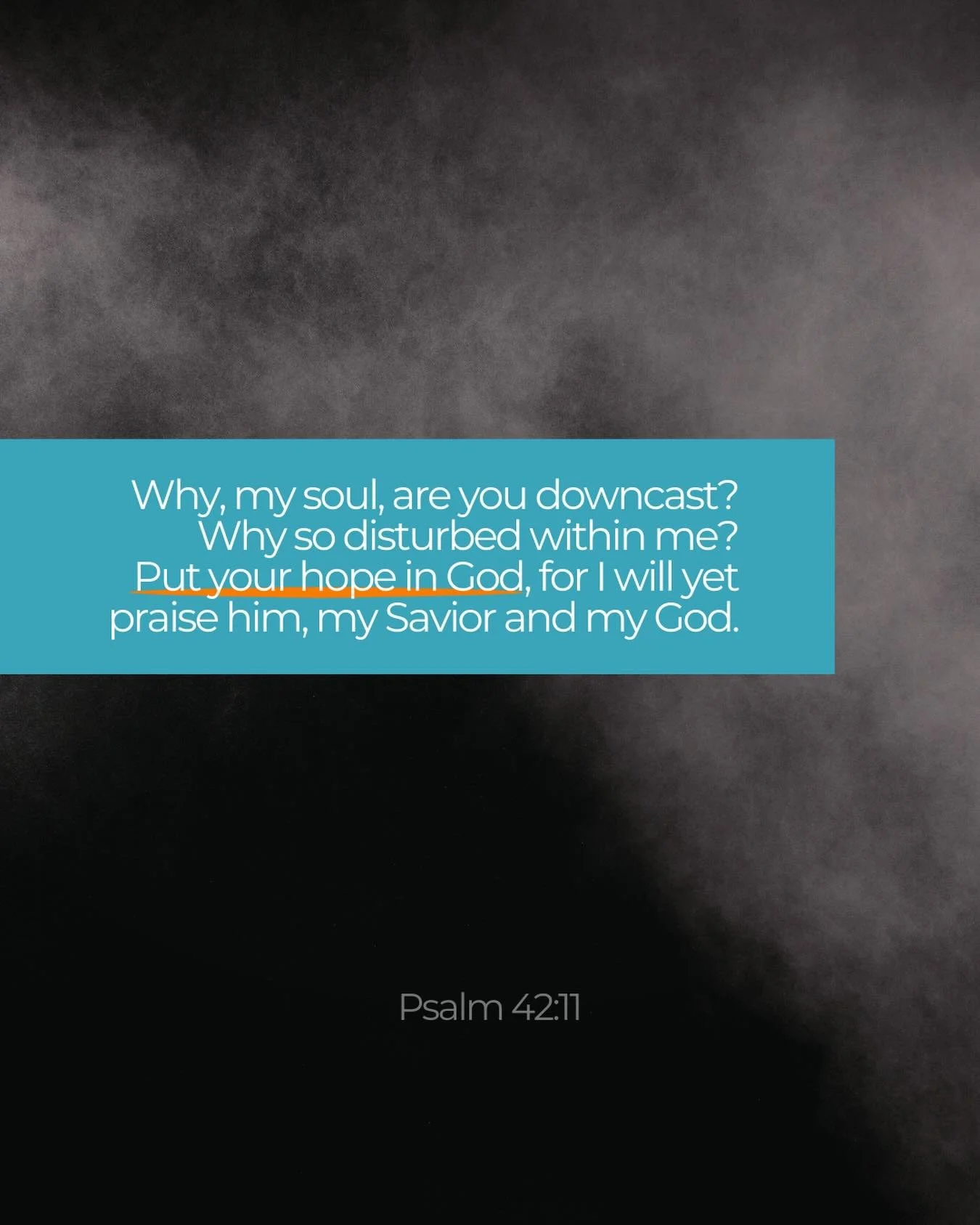 Psalm 42 

As the deer&nbsp;pants for streams of water, so my soul pants&nbsp;for you, my God.

My soul thirsts&nbsp;for God, for the living God. When can I go&nbsp;and meet with God?

My tears&nbsp;have been my food day and night, while people say t