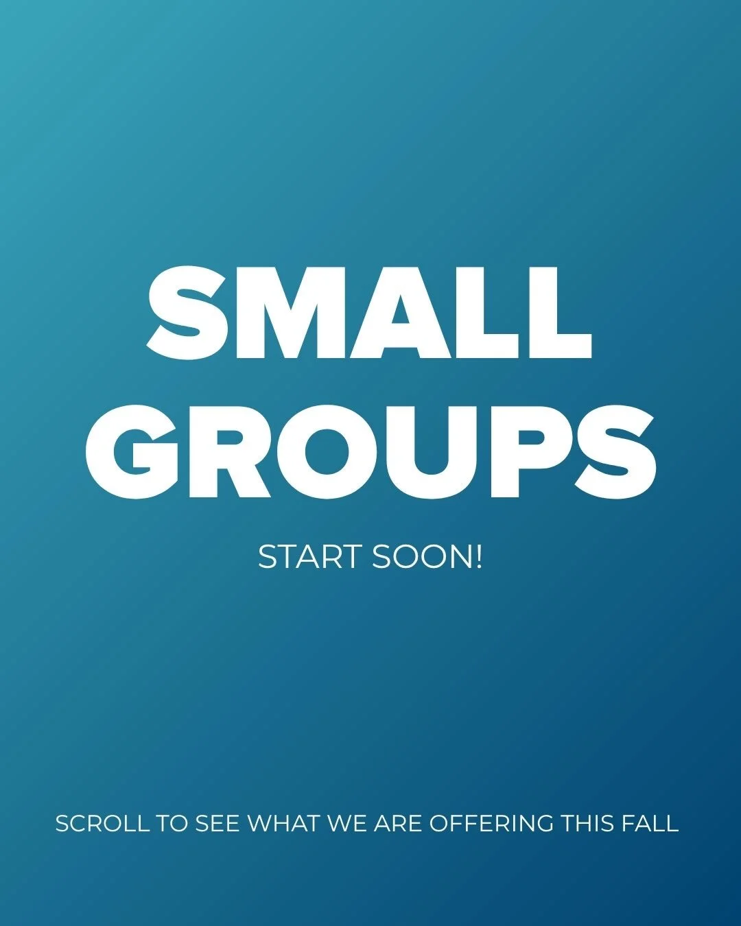 Life is better together! 

Church is more than Sunday mornings! Small groups are a place to build real friendships, grow in your faith, and have people to walk through life with. 

Whether you&rsquo;re brand new or you&rsquo;ve been here for years, t