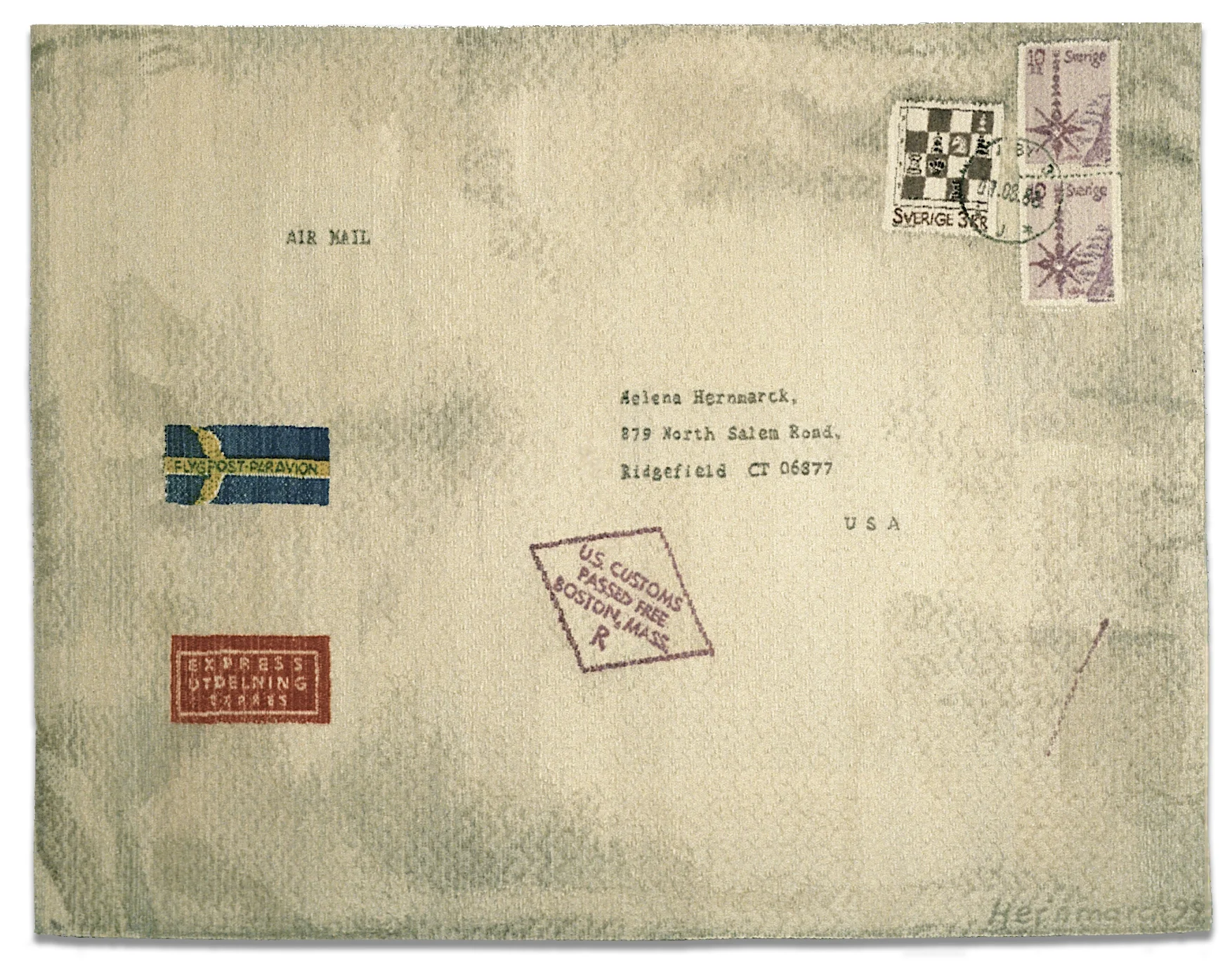 Envelope from Sweden, 1992. Wool, linen, cotton, 59 x 76.5 in. Collection of the Minneapolis Institute of Art, MN.